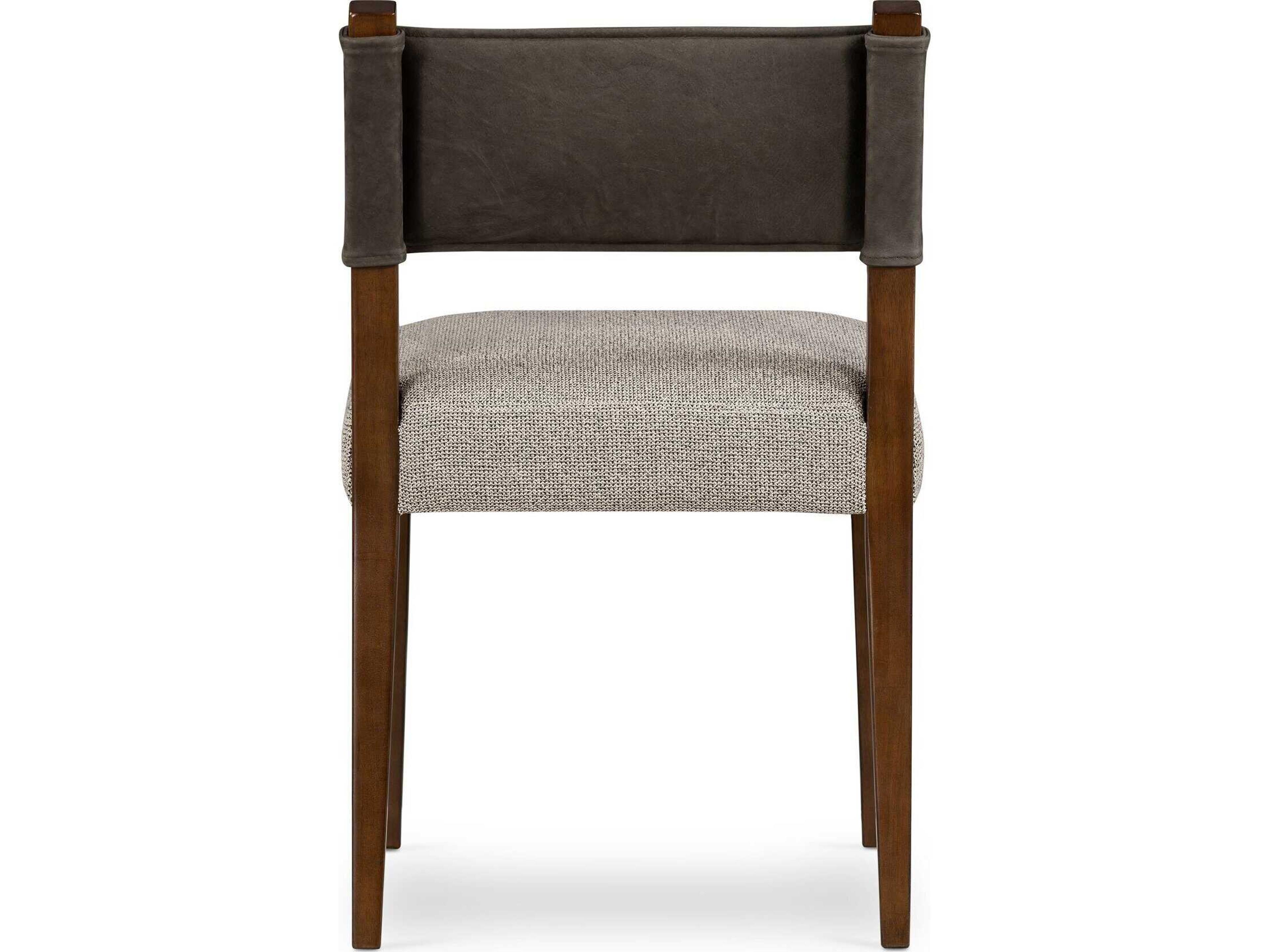 Luxecor Globetrotter Ferris Leather Parrawood Gray Upholstered Side Dining Chair