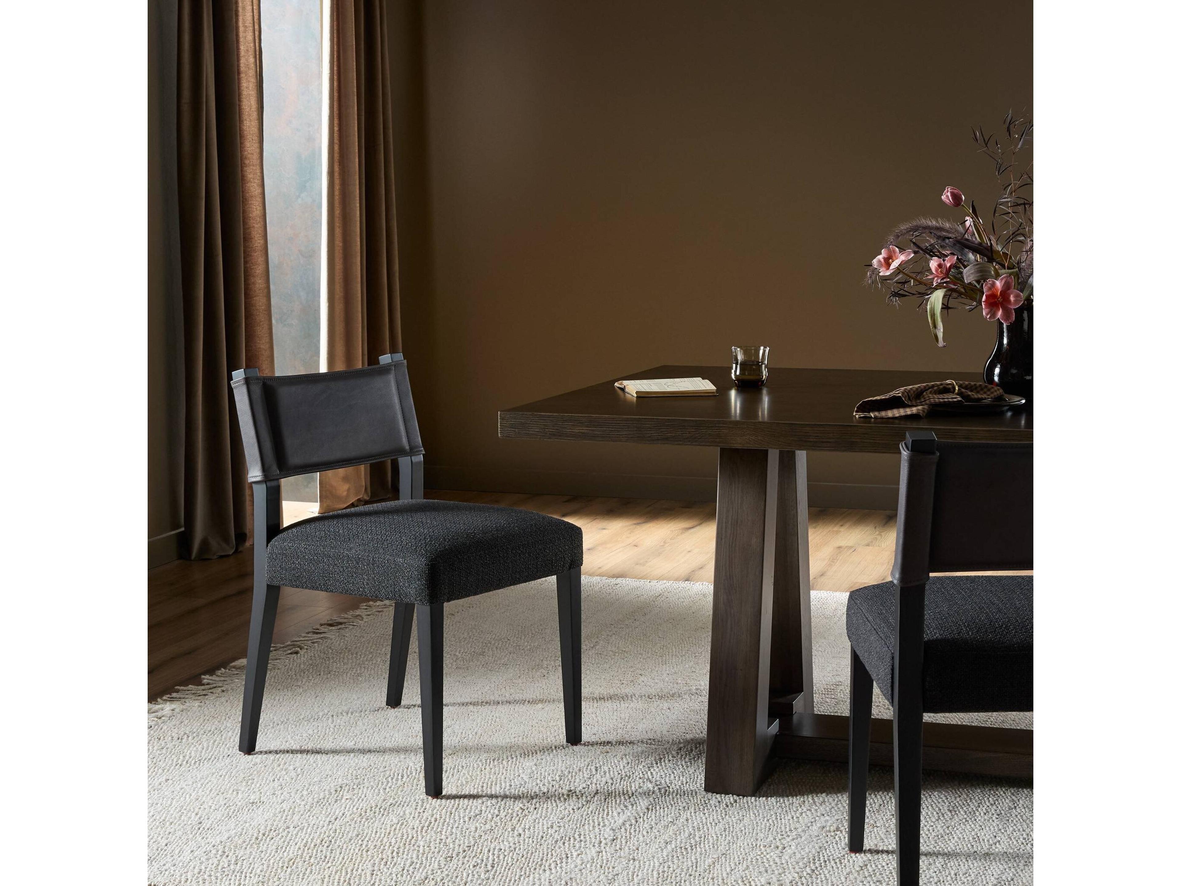 Four Hands Berman Ferris Gibson Black Upholstered Ash Wood Dining Chair