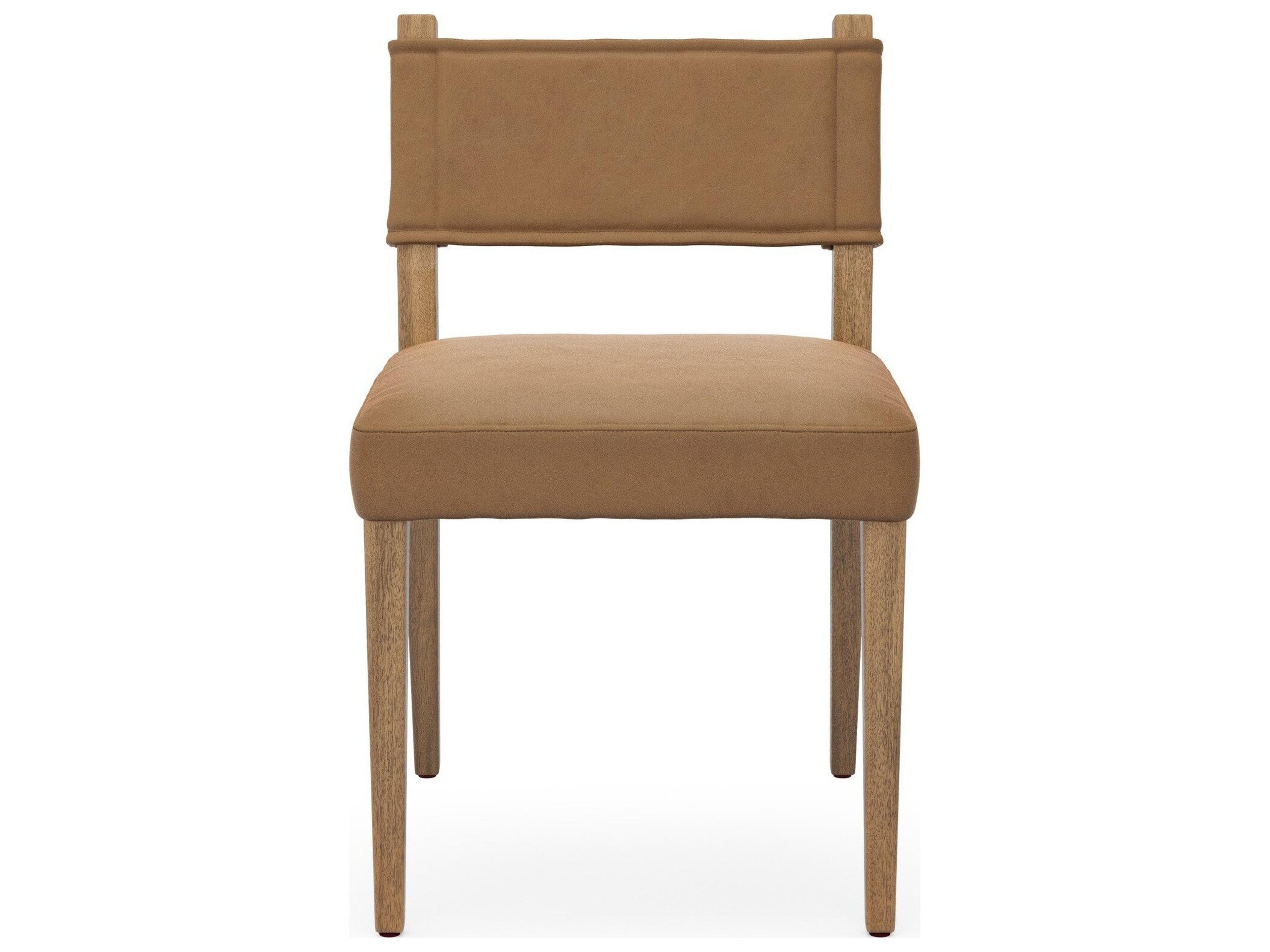 Four Hands Berman Parrawood Maestro Camel Leather Armless Dining Chair