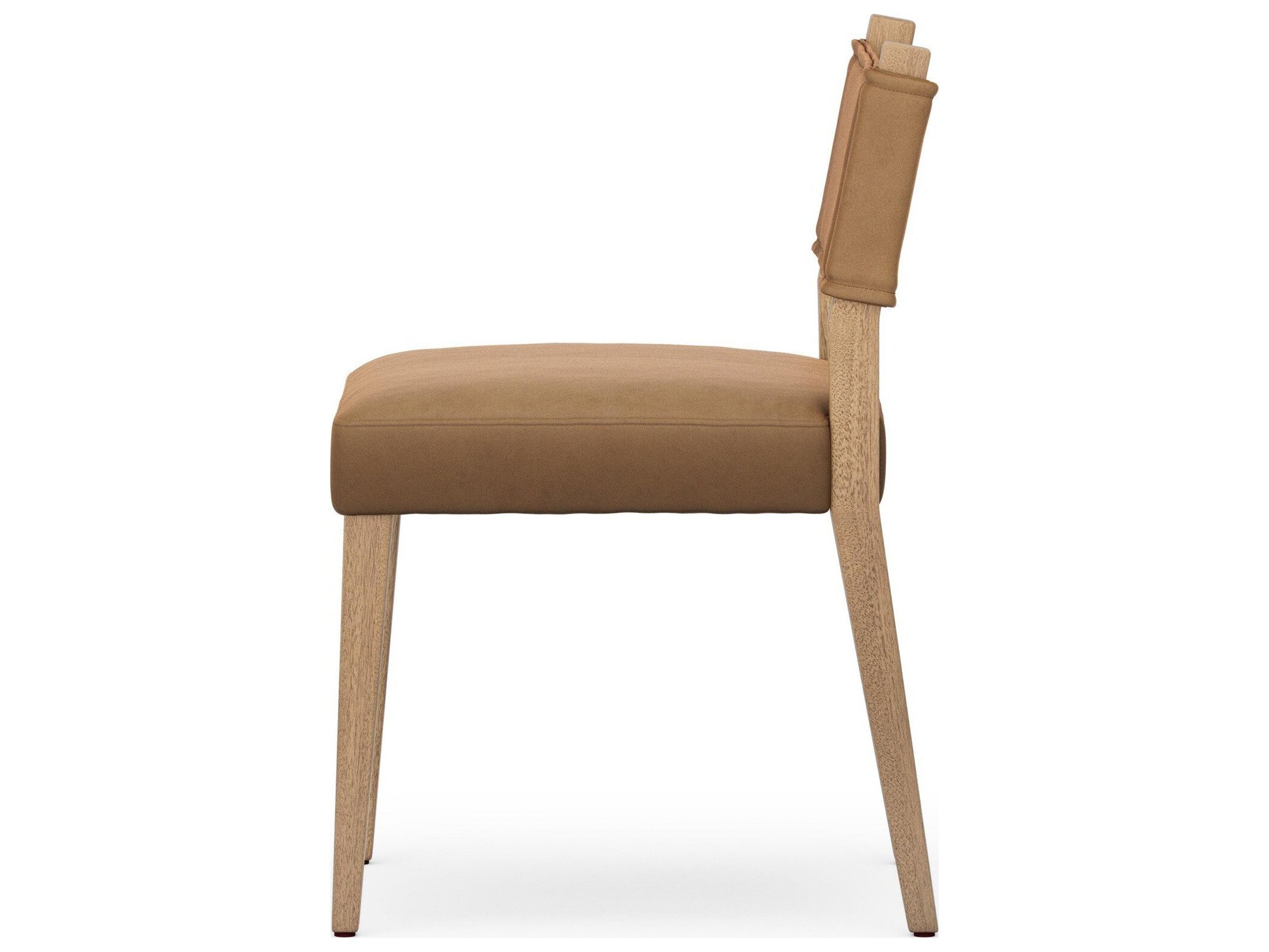 Four Hands Berman Parrawood Maestro Camel Leather Armless Dining Chair