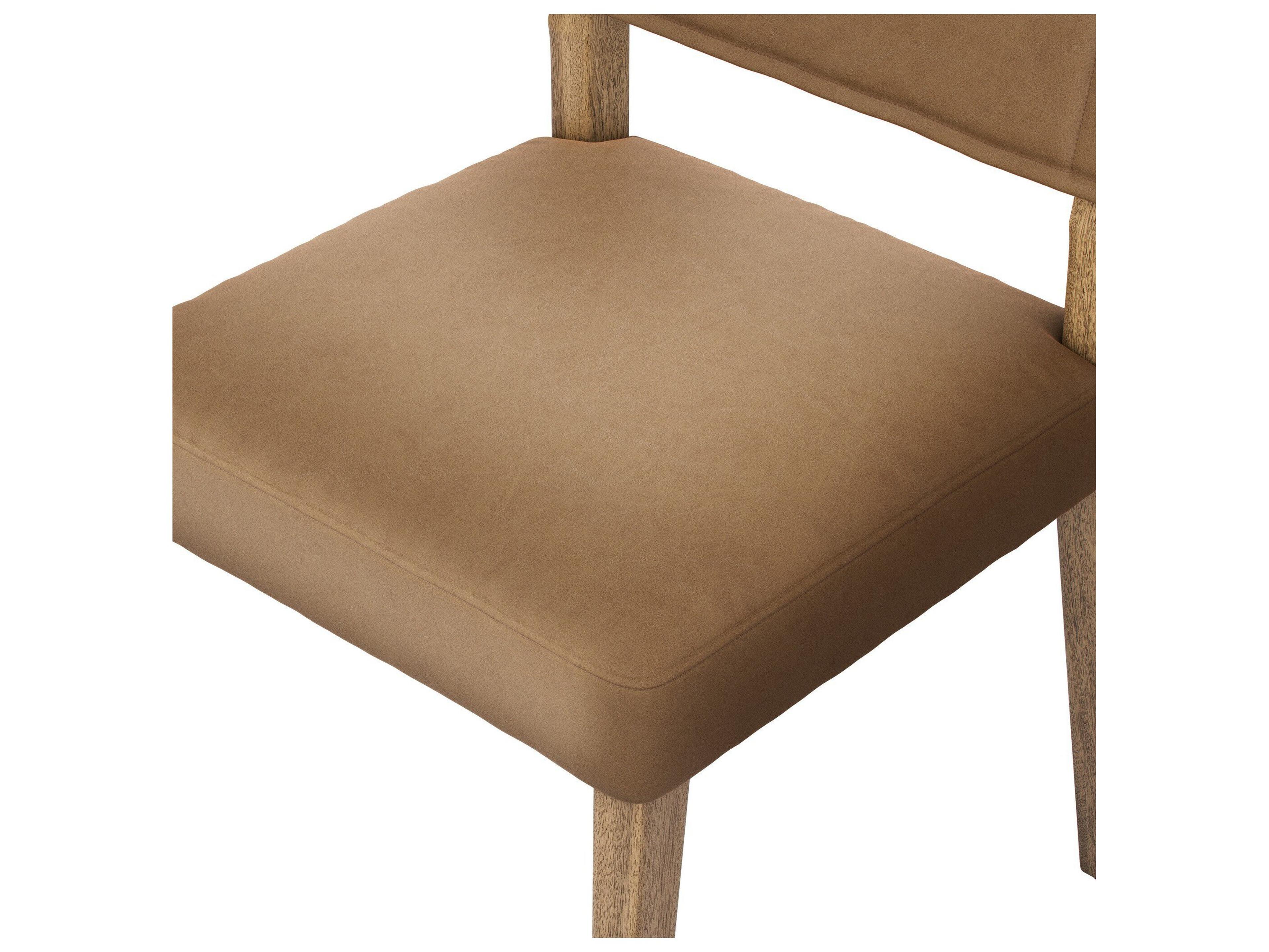 Four Hands Berman Parrawood Maestro Camel Leather Armless Dining Chair