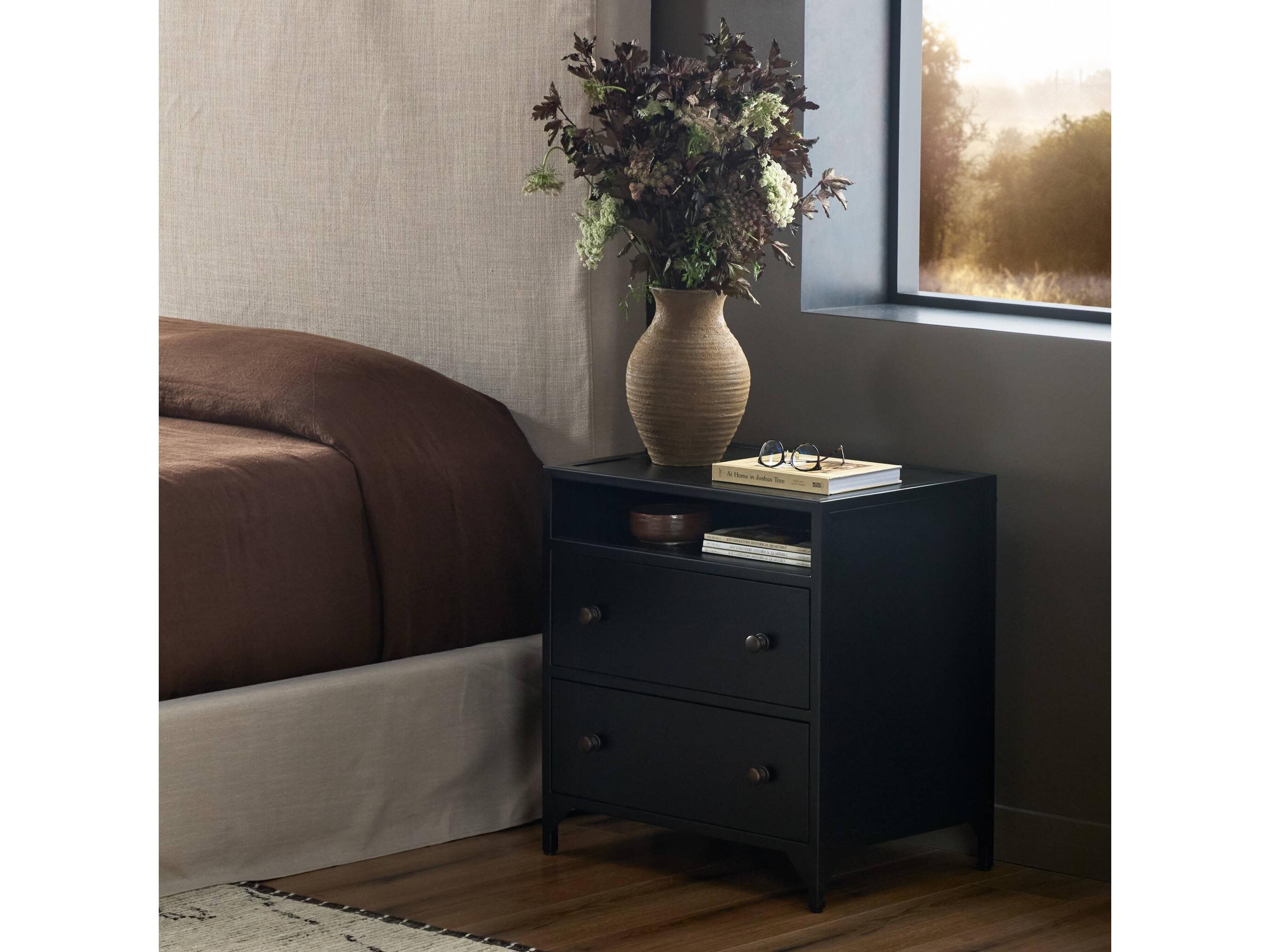 Four Hands Bolton Belmont Black  2 Drawer Nightstand