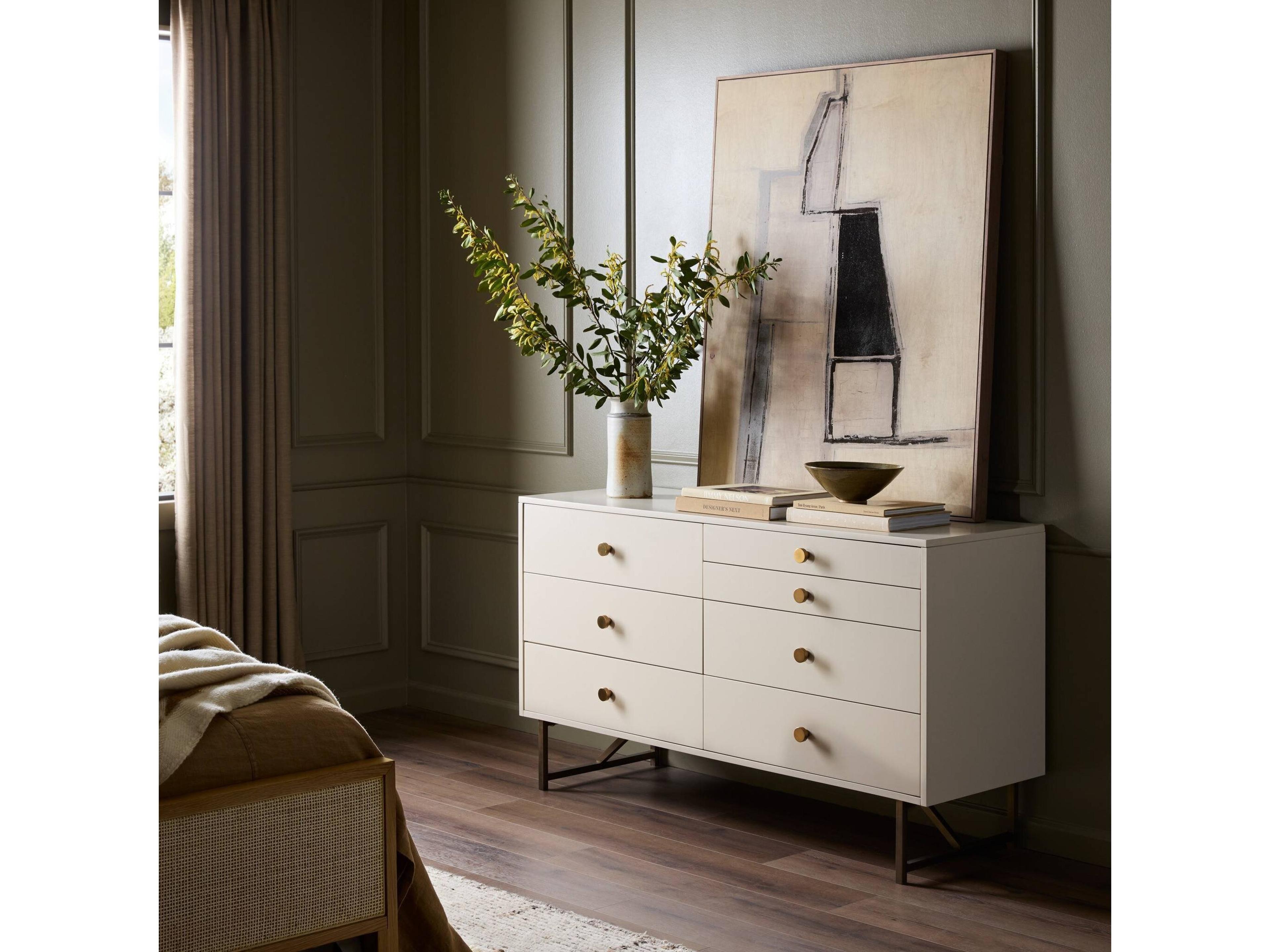 Four Hands Belfast Van 7-Drawers White Hardwood Double Dresser