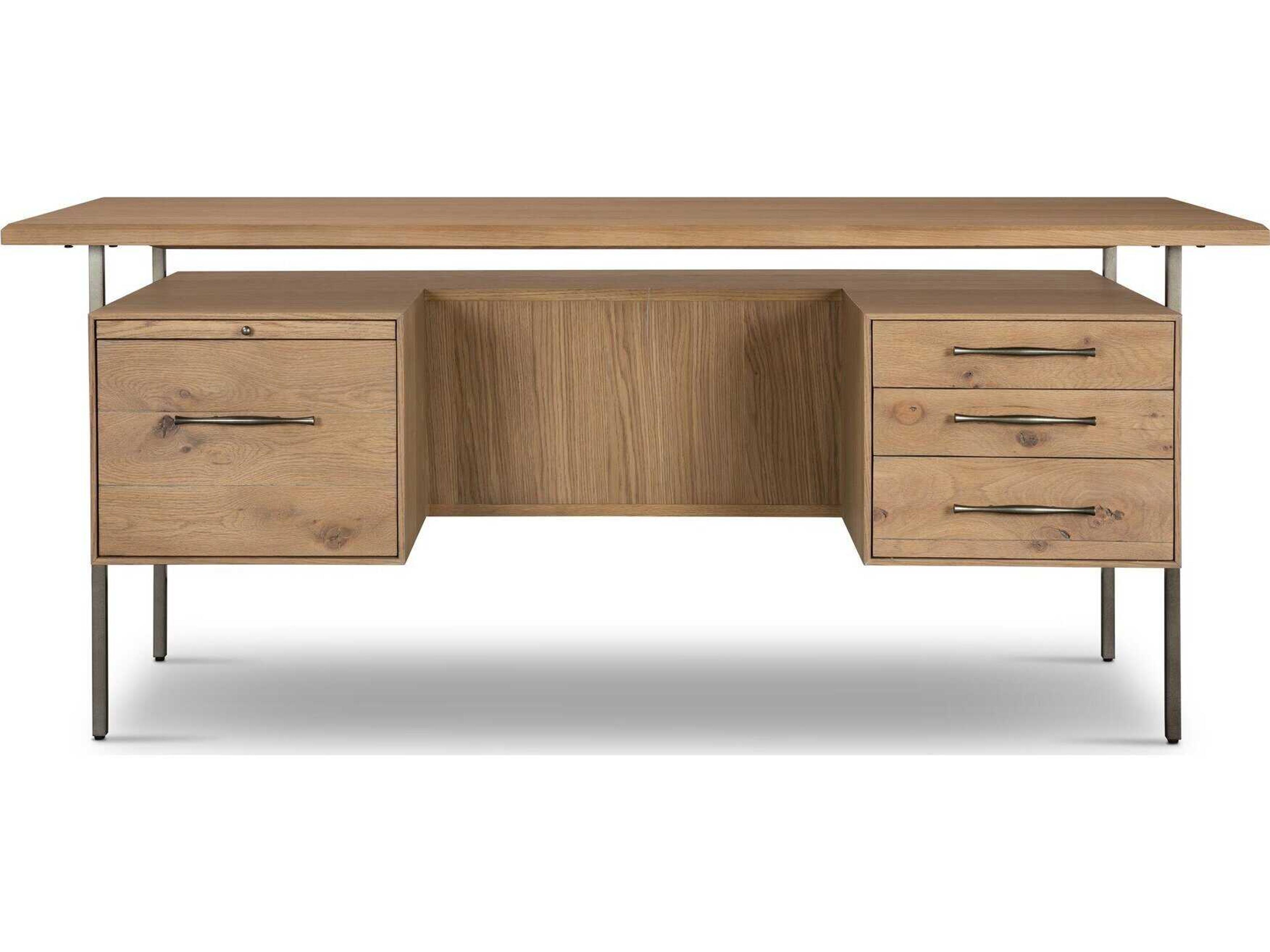 Four Hands Bina Lauren Natural Resawn Oak  Wood Desk