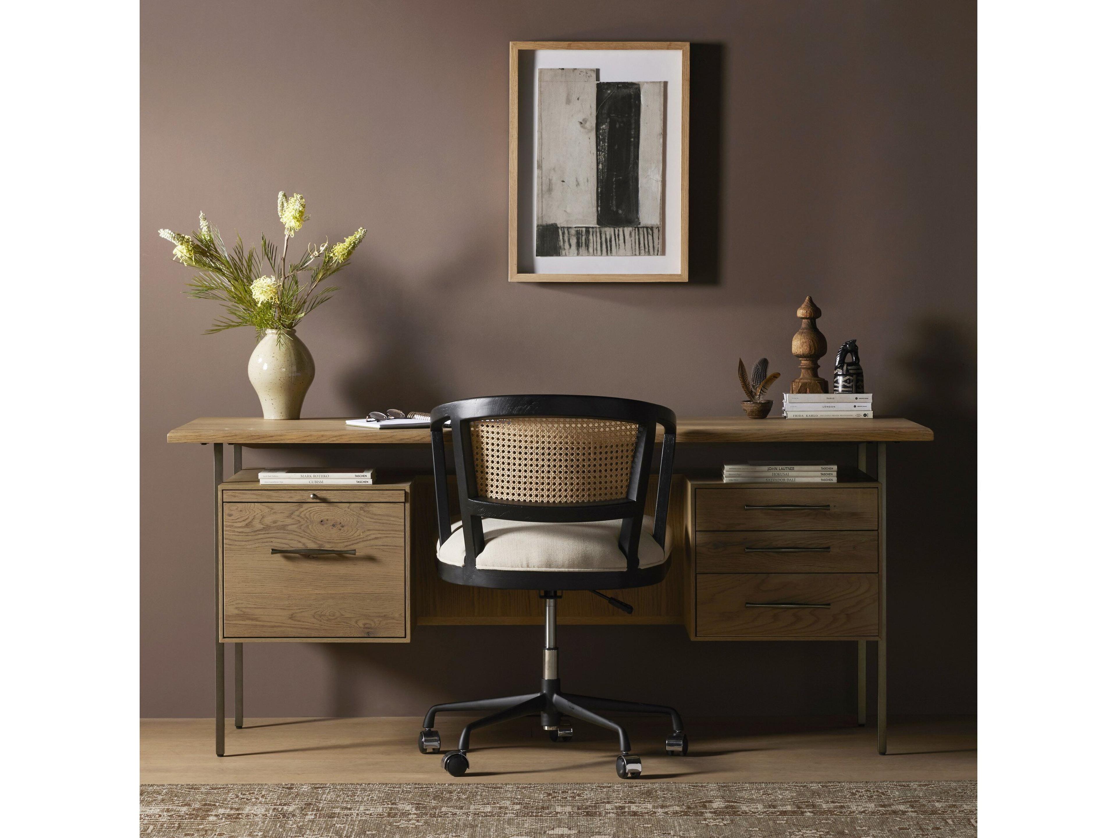 Four Hands Bina Lauren Natural Resawn Oak  Wood Desk