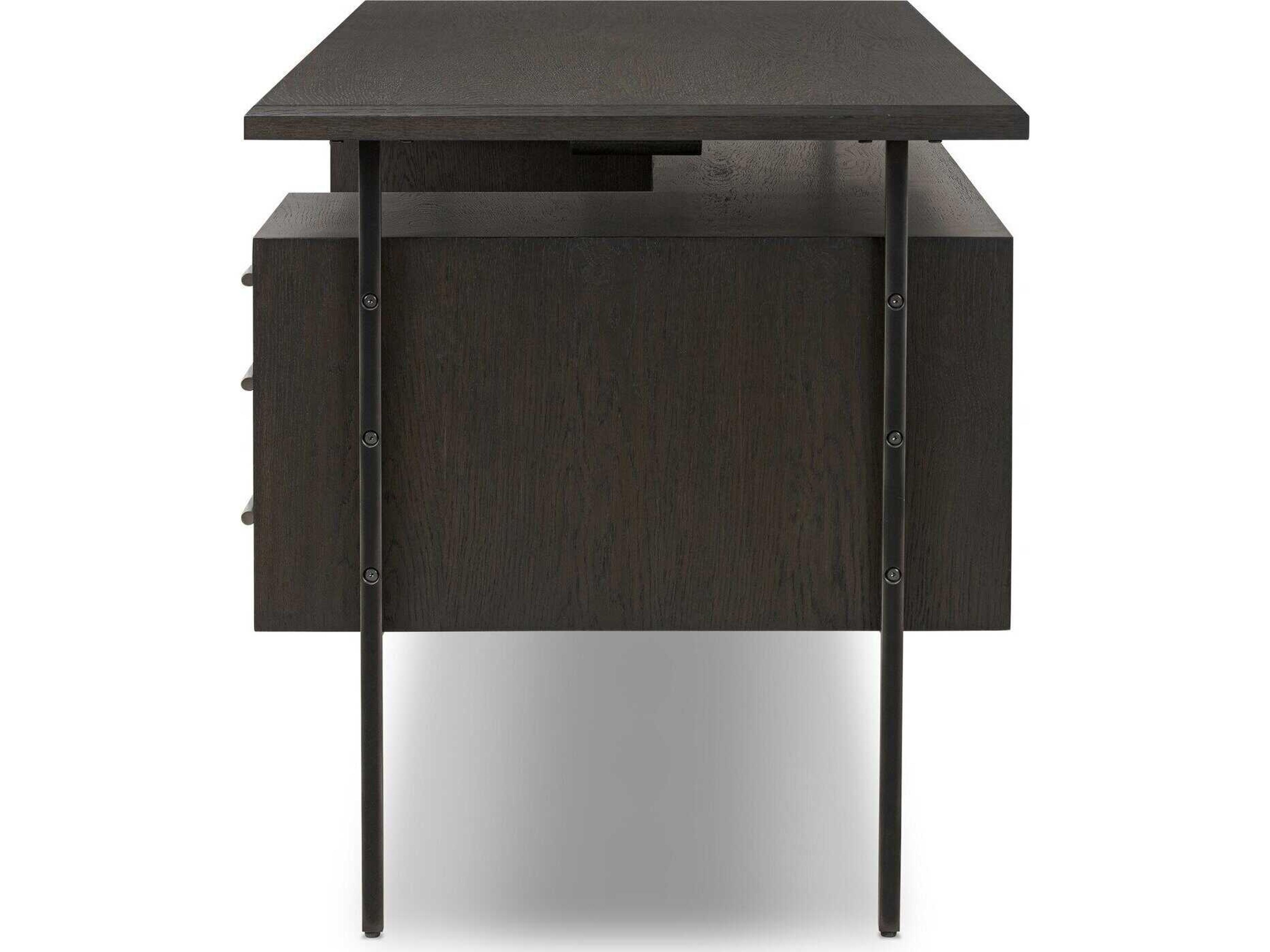 Four Hands Bina Lauren Charcoal Oak Resawn Veneer Oak Wood Desk