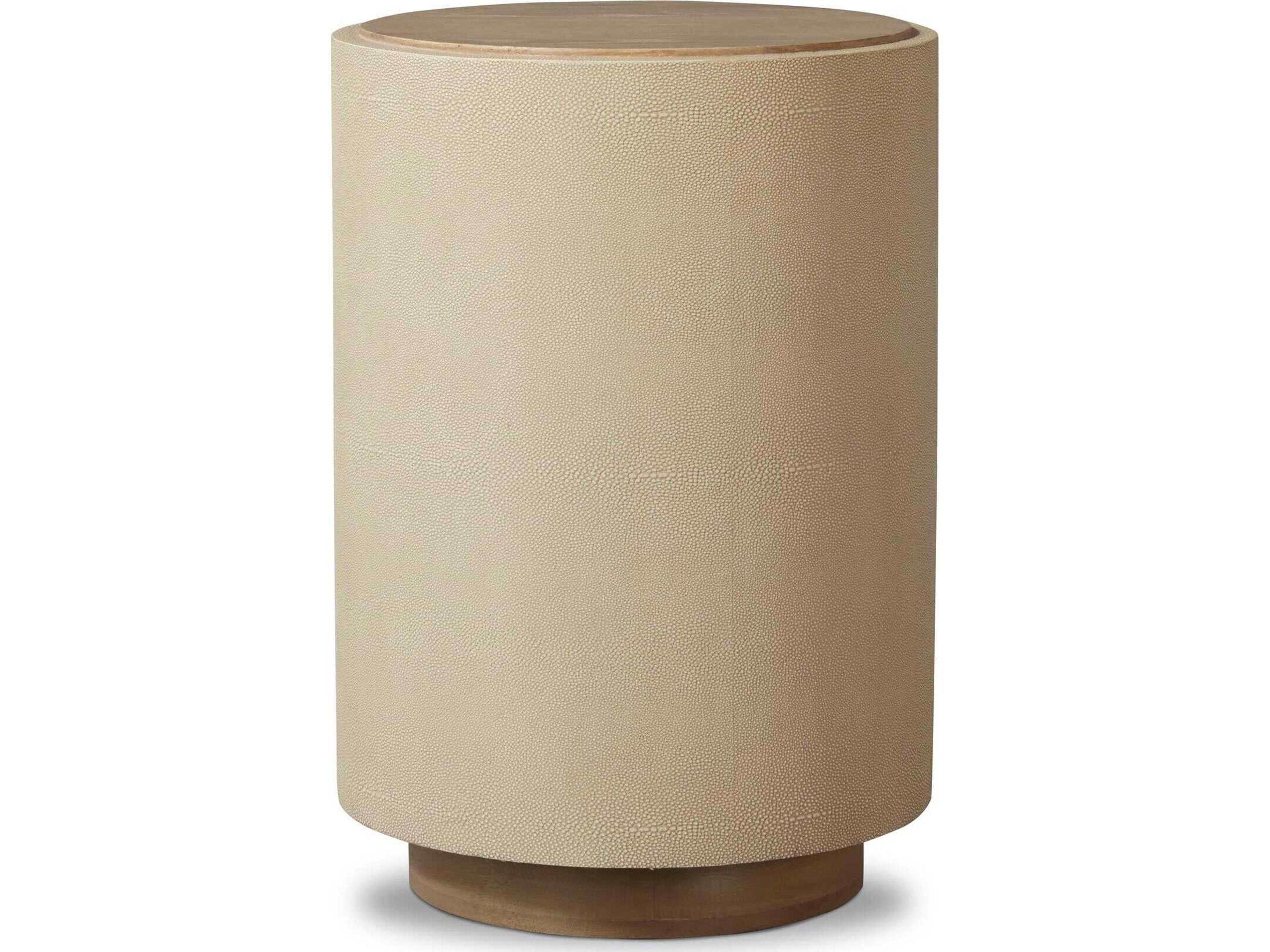 Bina Crosby Natural Resawn Oak Round Wood Side Table