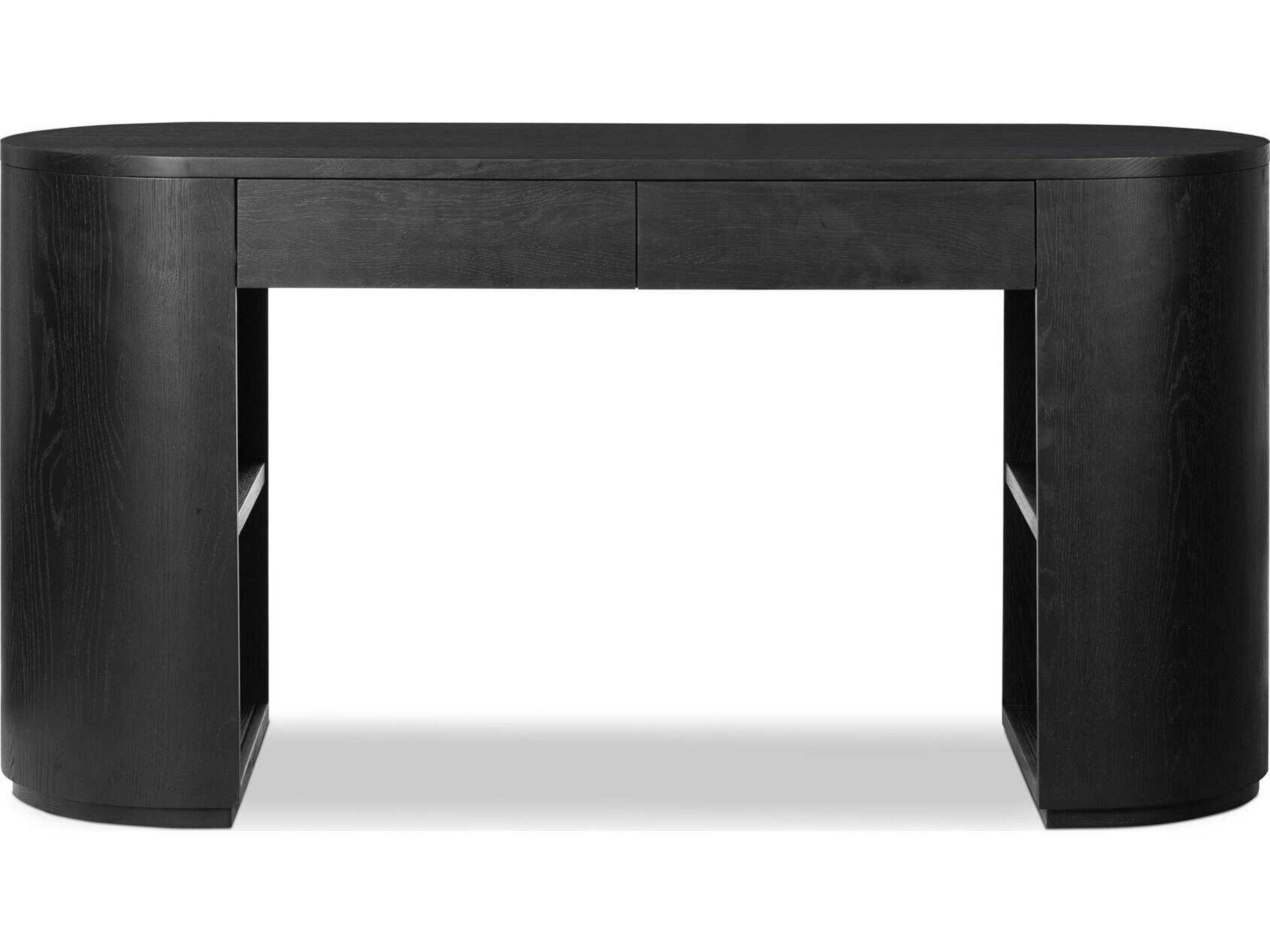 Four Hands Filmore Pilar Brushed Ebony Oak Veneer Black Wood Computer Desk