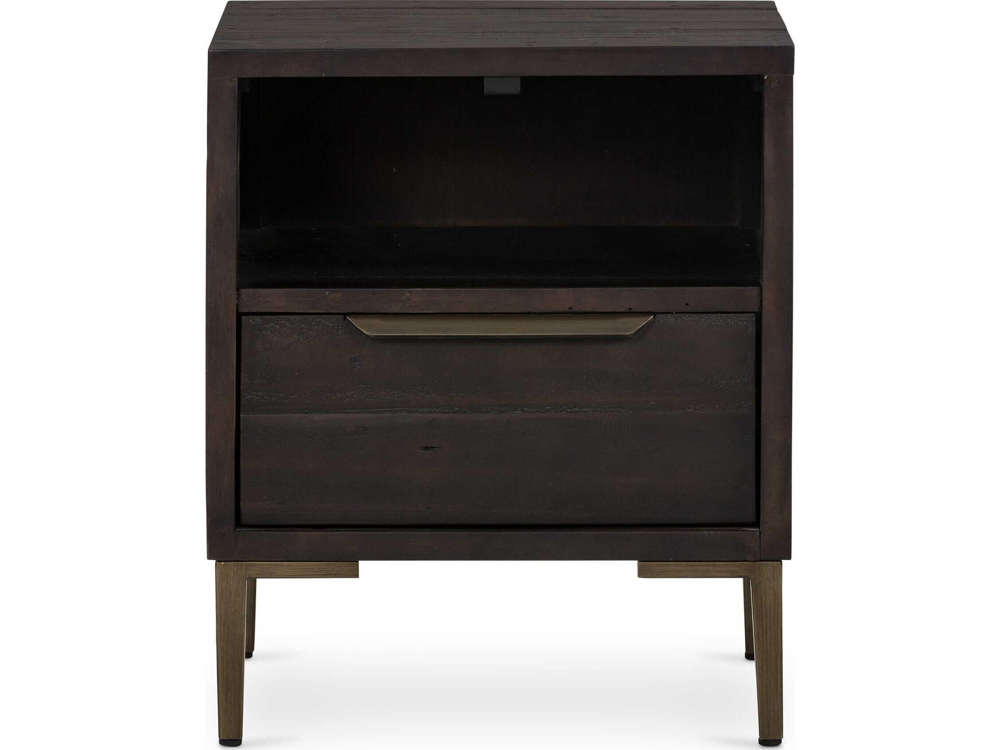 Four Hands Wyeth 1-Drawer Black Pine Wood Nightstand
