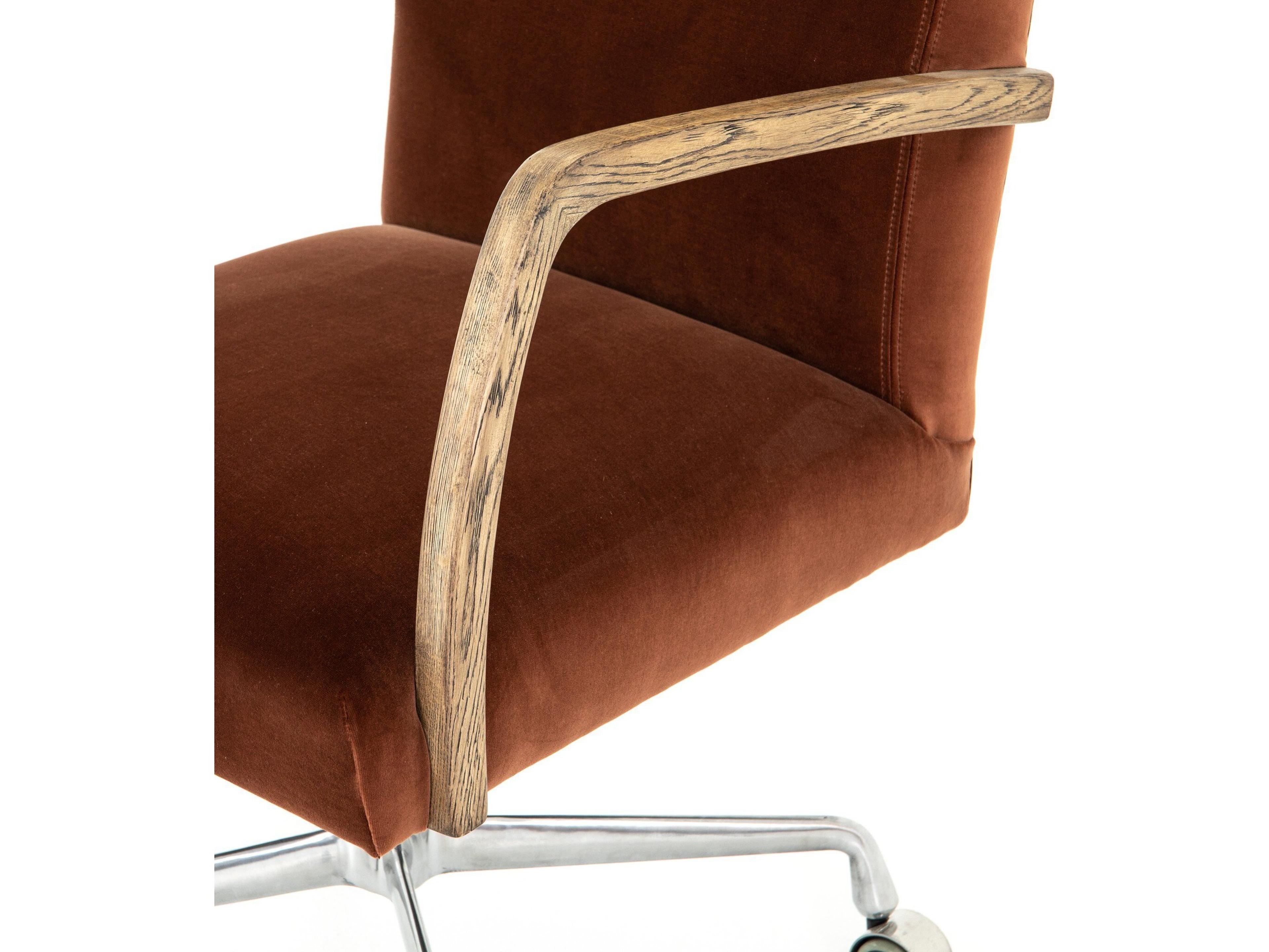 Four Hands Abbott Brown Upholstered Swivel Computer Office Chair