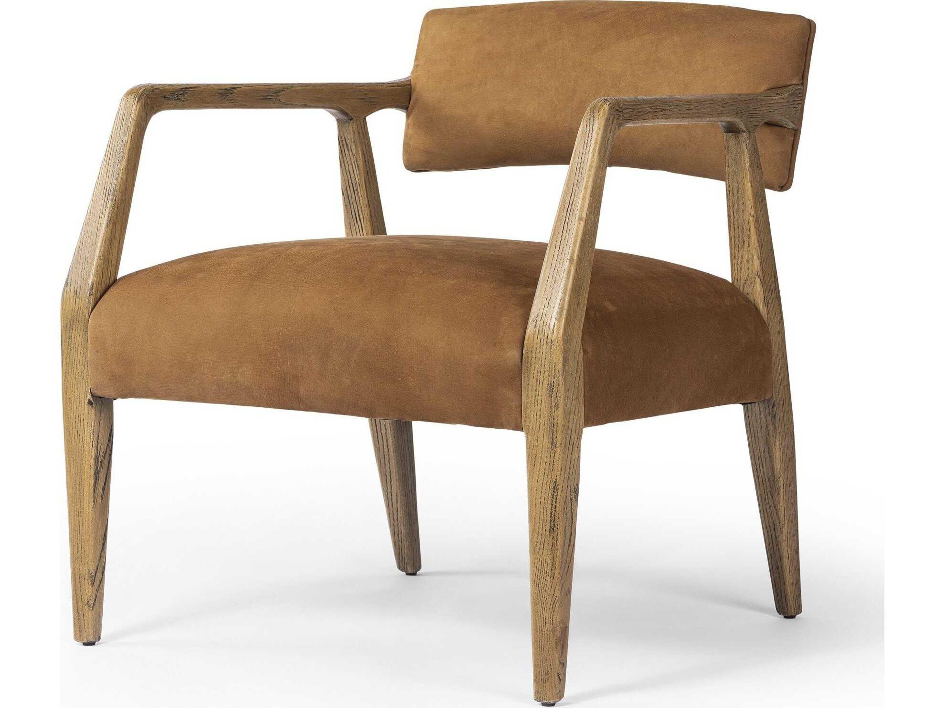 Abbott Tyler Nubuck Cognac Leather Armchair