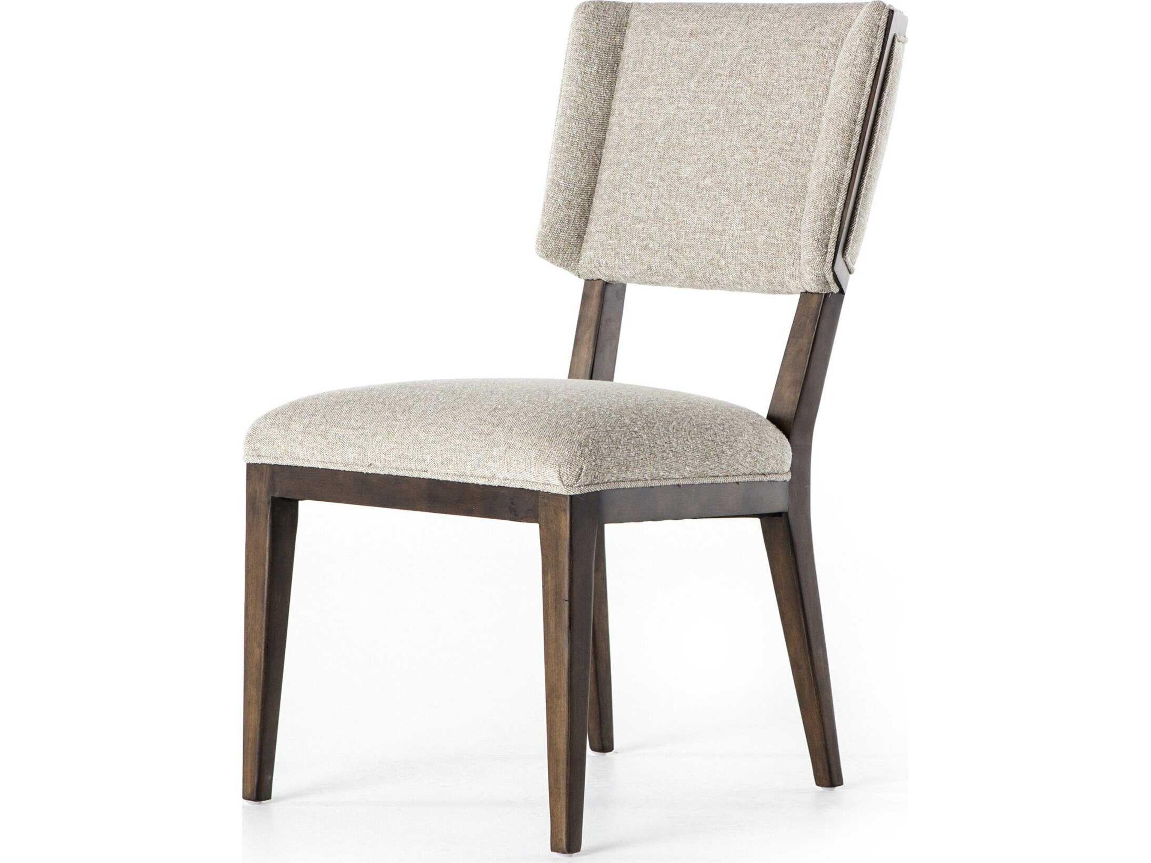 Wells Jax Birch Wood Beige Upholstered Side Dining Chair