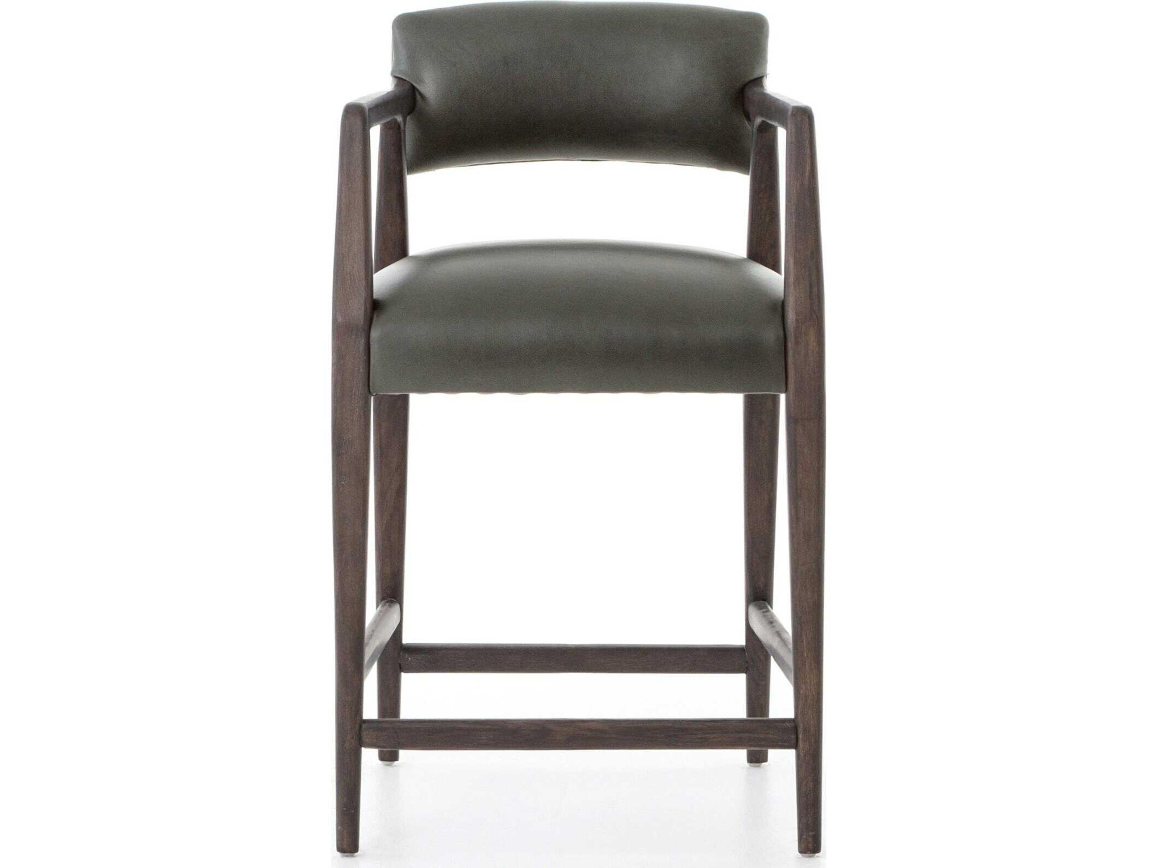 Four Hands Abbott Tyler Leather Chaps Ebony Burnt Nettlewood Counter Stool