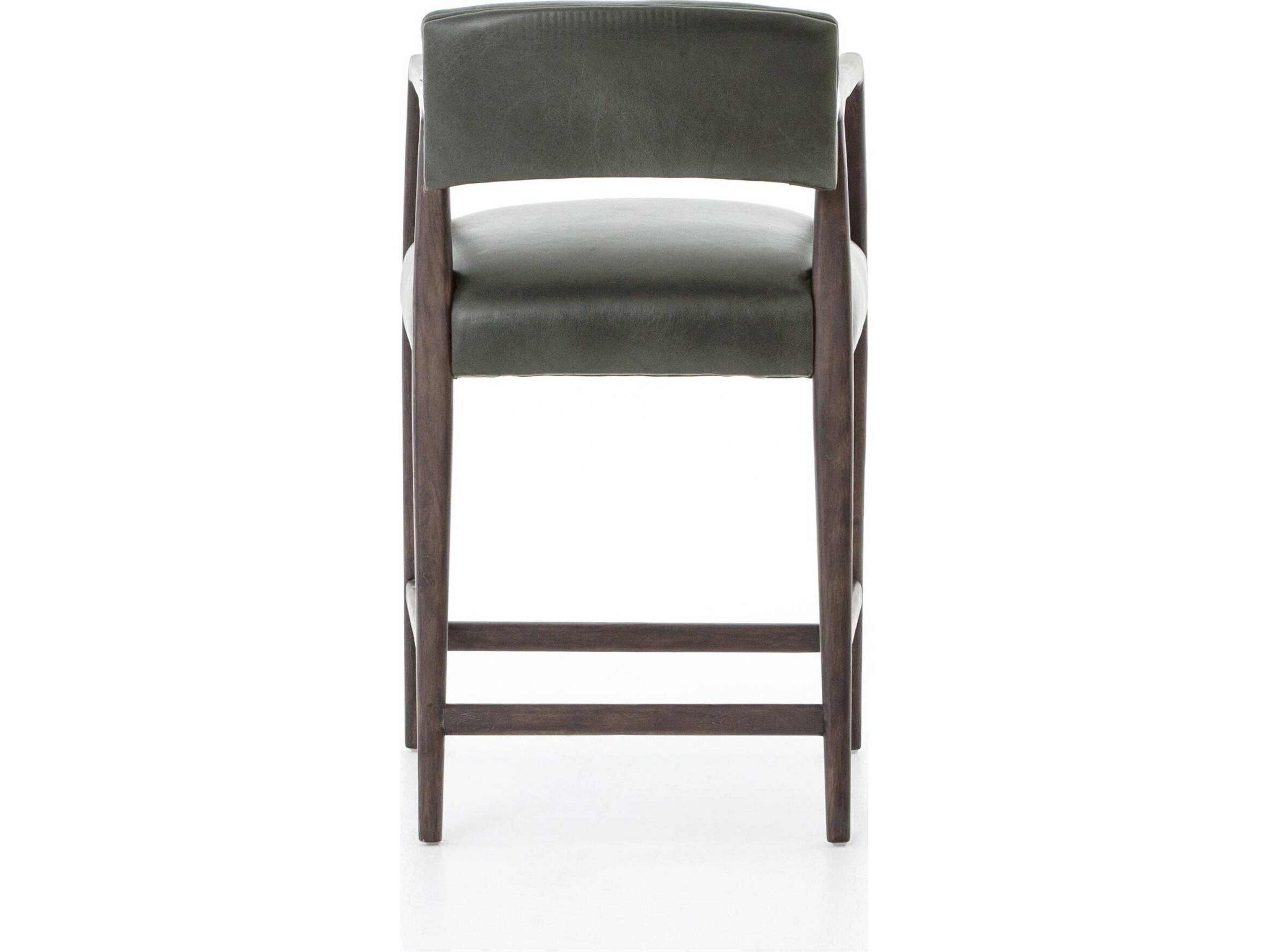 Four Hands Abbott Tyler Leather Chaps Ebony Burnt Nettlewood Counter Stool
