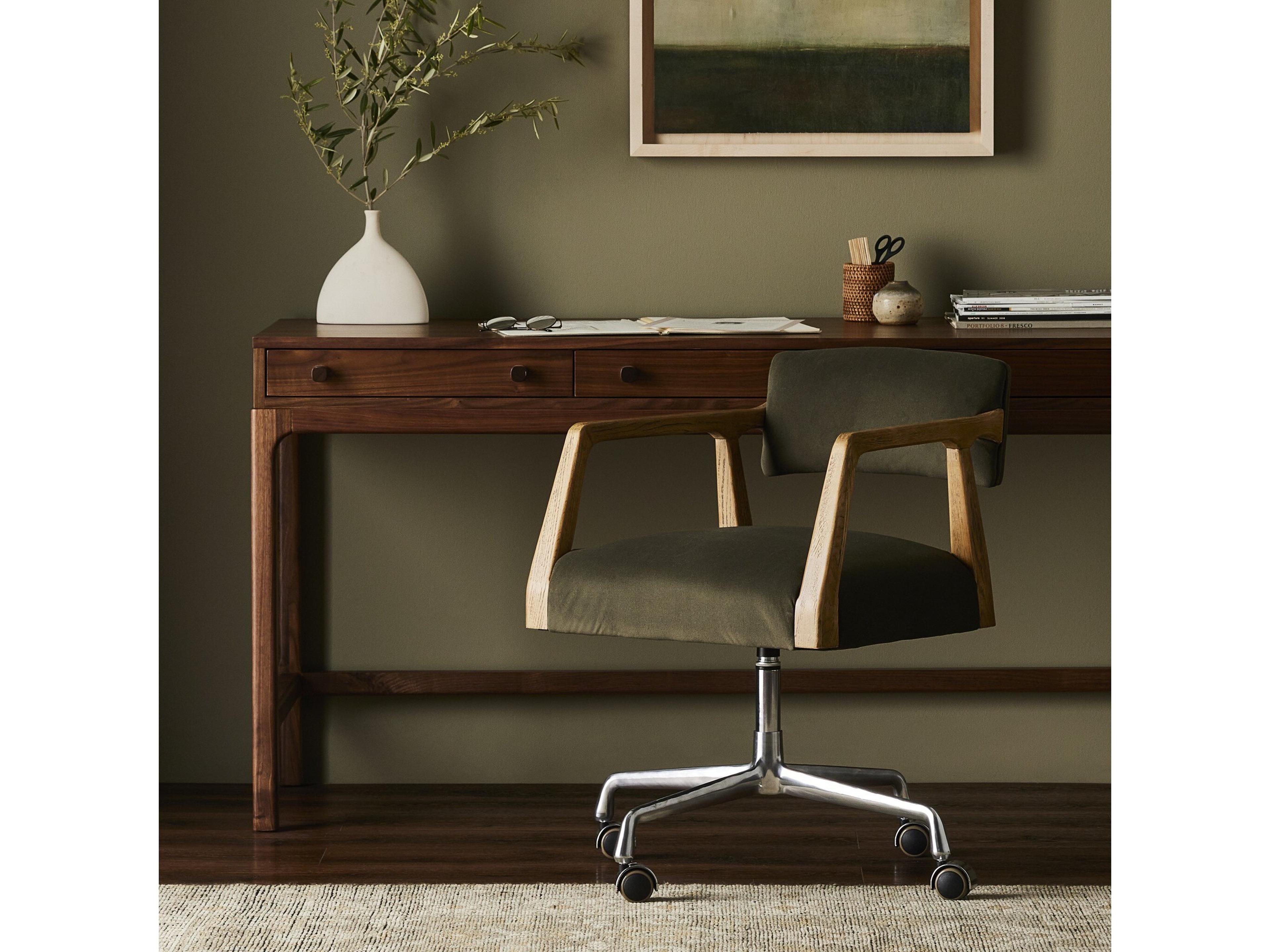 Four Hands Abbott Green Upholstered Swivel Task Office Chair