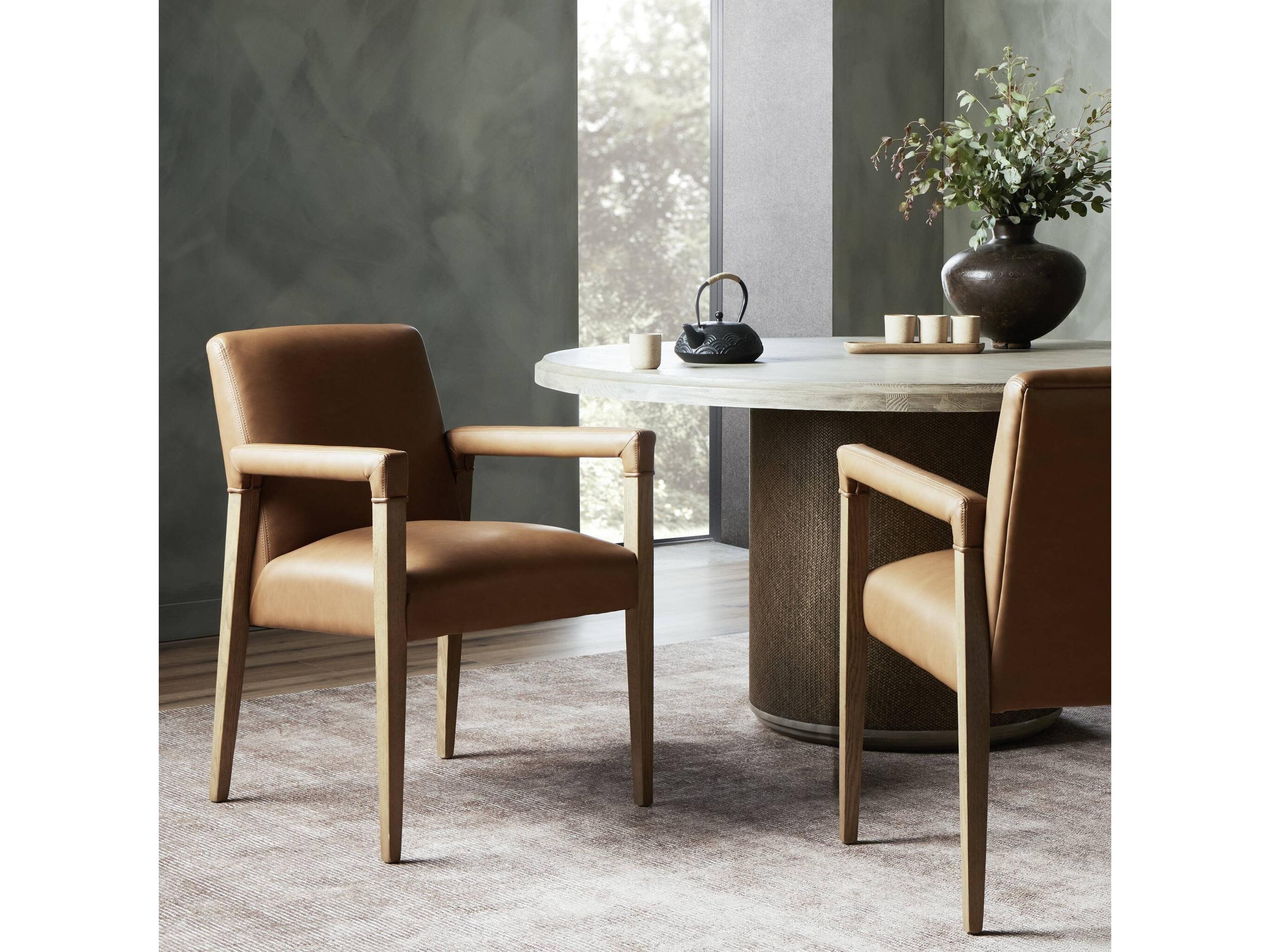 Four Hands Abbott Reuben Solid Wood Brown Arm Dining Chair