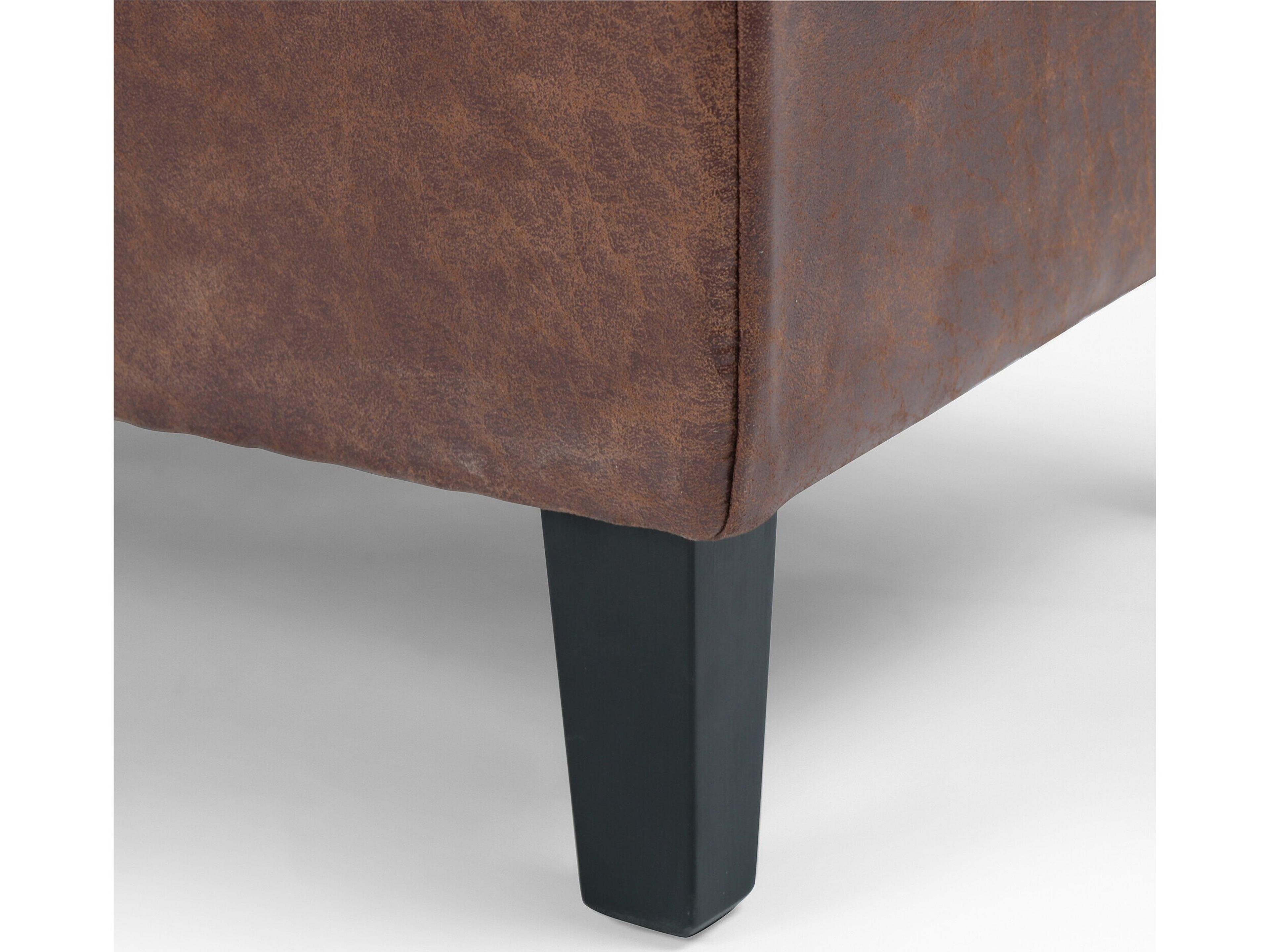 Four Hands Easton Vintage Tobacco Black Brown Leather Accent Bench