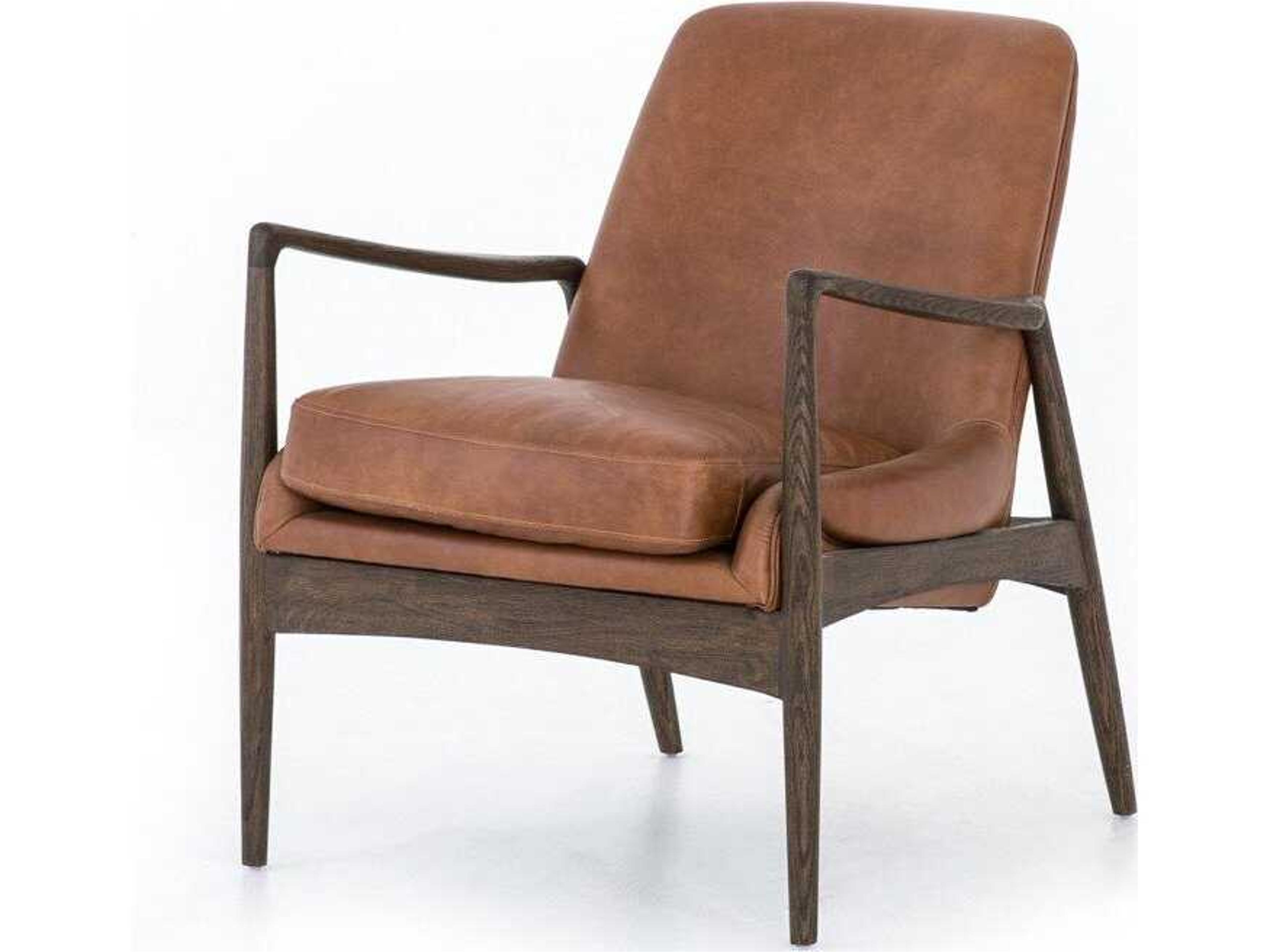 Braden Leather Accent Chair Ashford Mid-Century Modern
