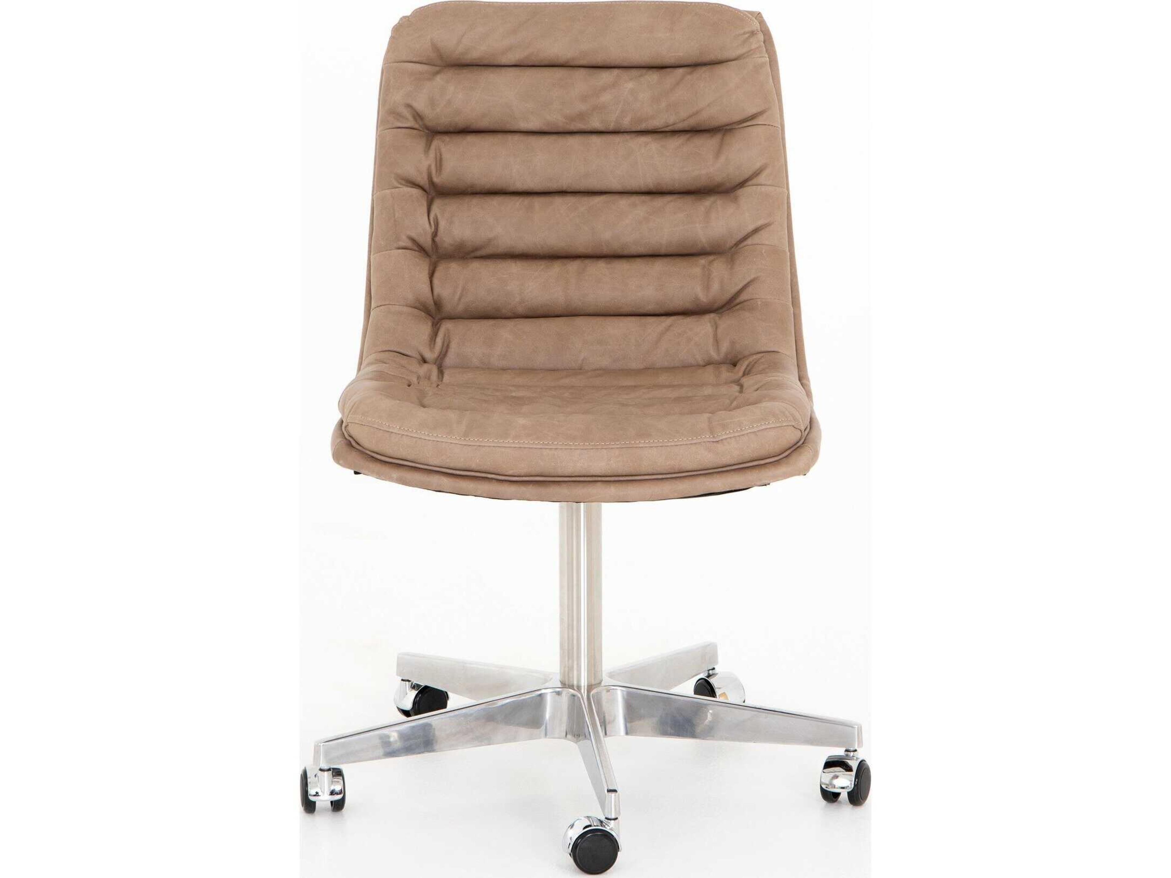 Four Hands Carnegie Beige Leather Computer Office Chair