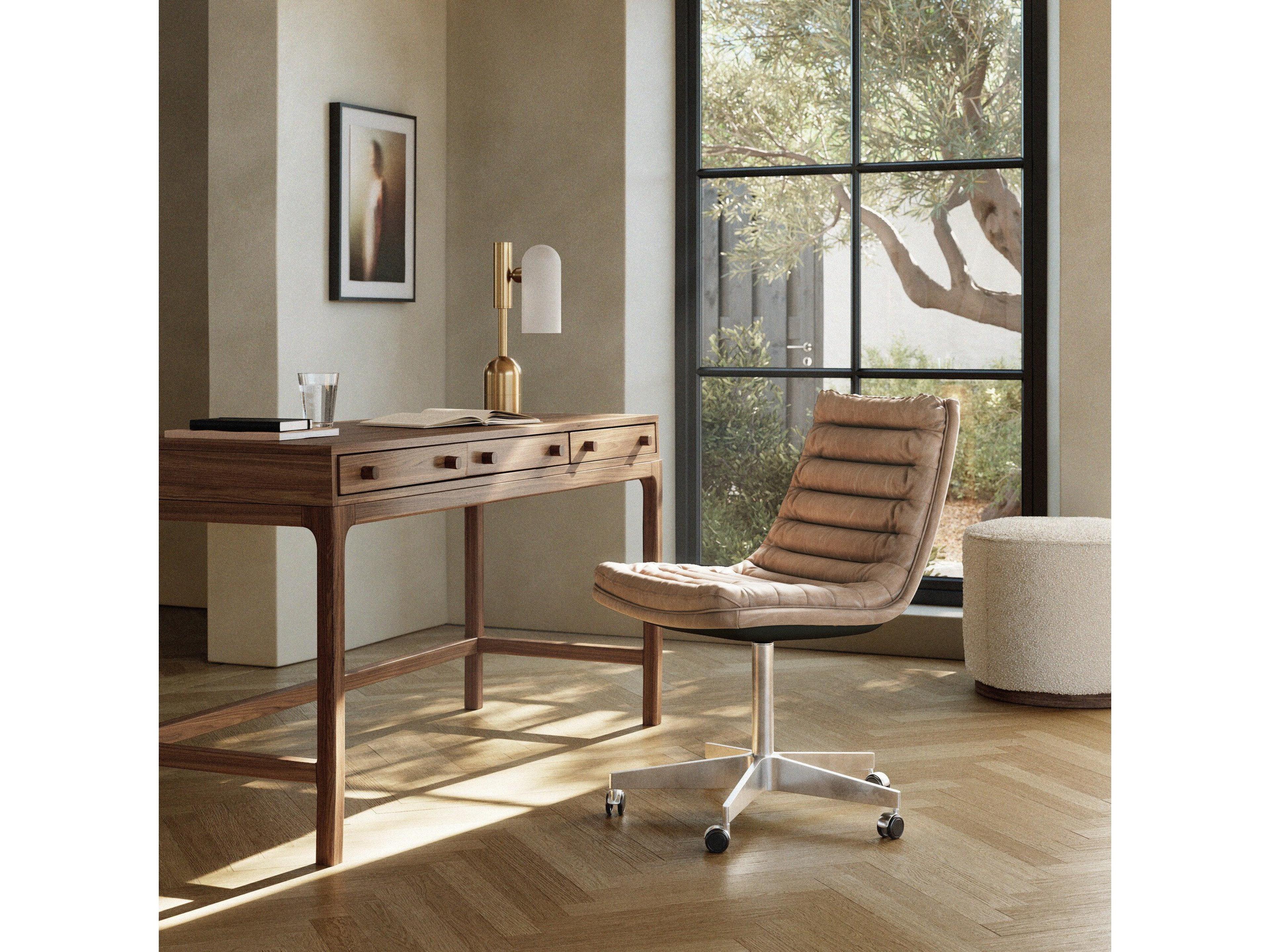 Four Hands Carnegie Beige Leather Computer Office Chair