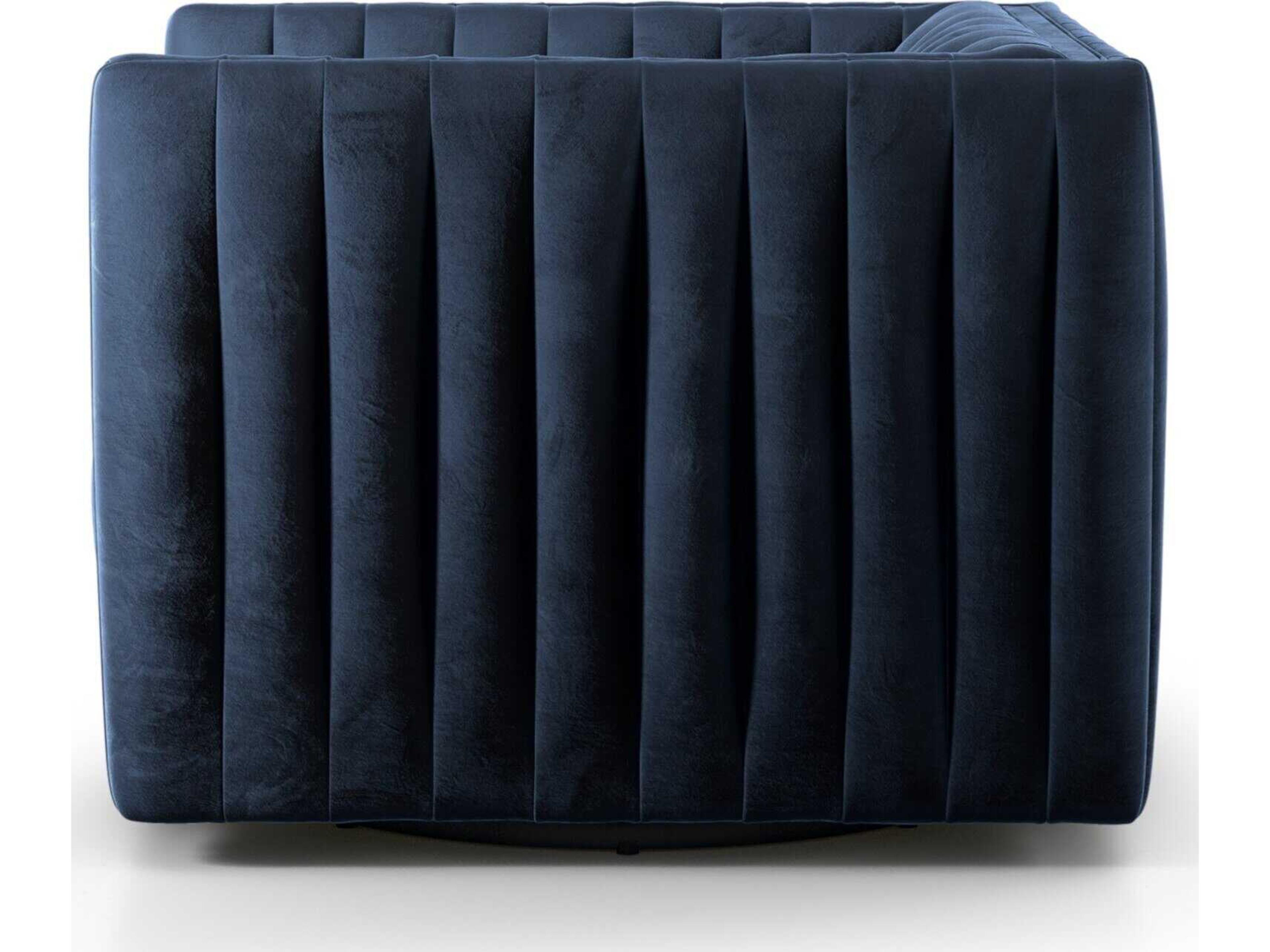 Four Hands Grayson Augustine Swivel Blue Fabric Accent Chair