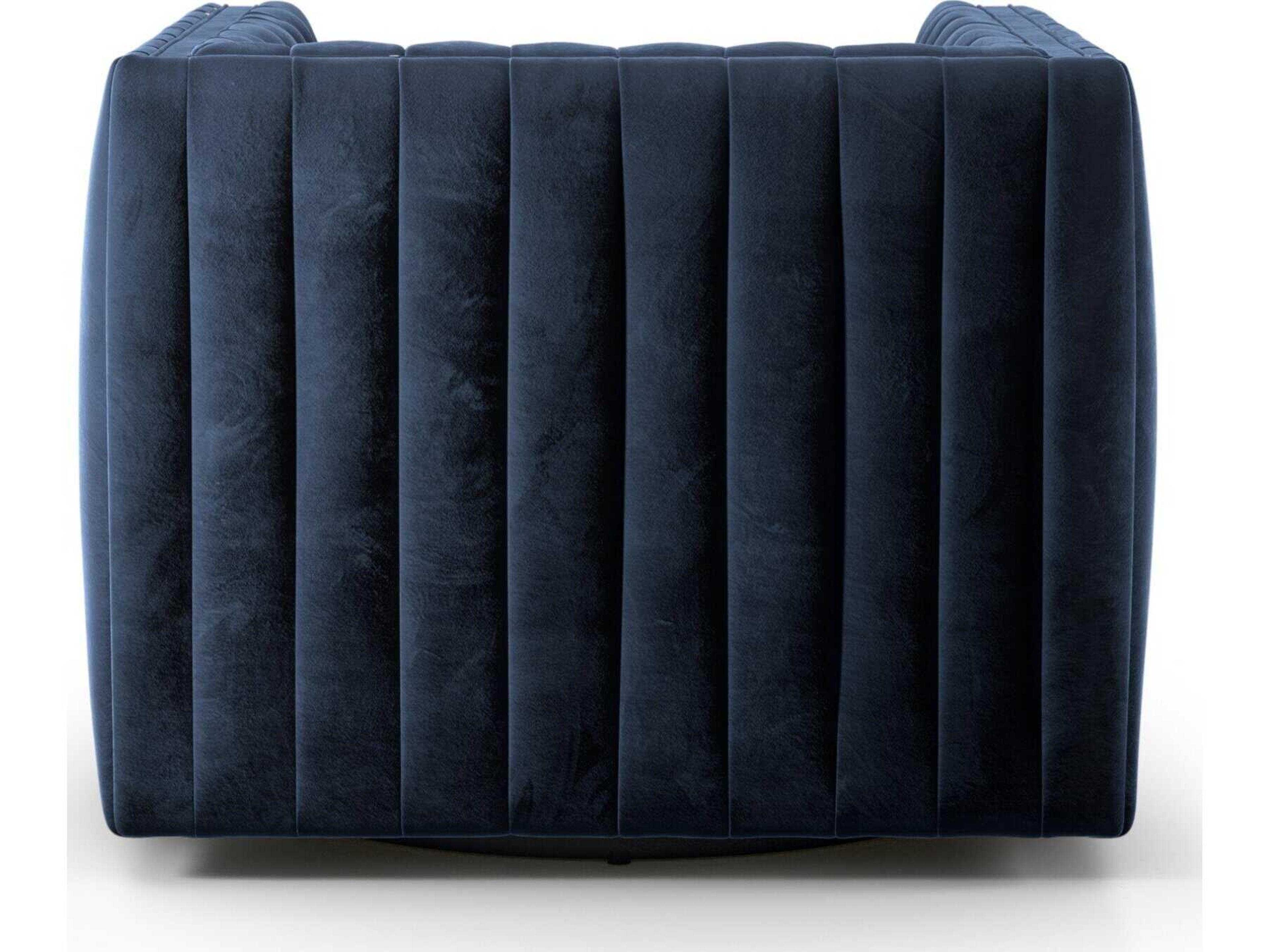 Four Hands Grayson Augustine Swivel Blue Fabric Accent Chair