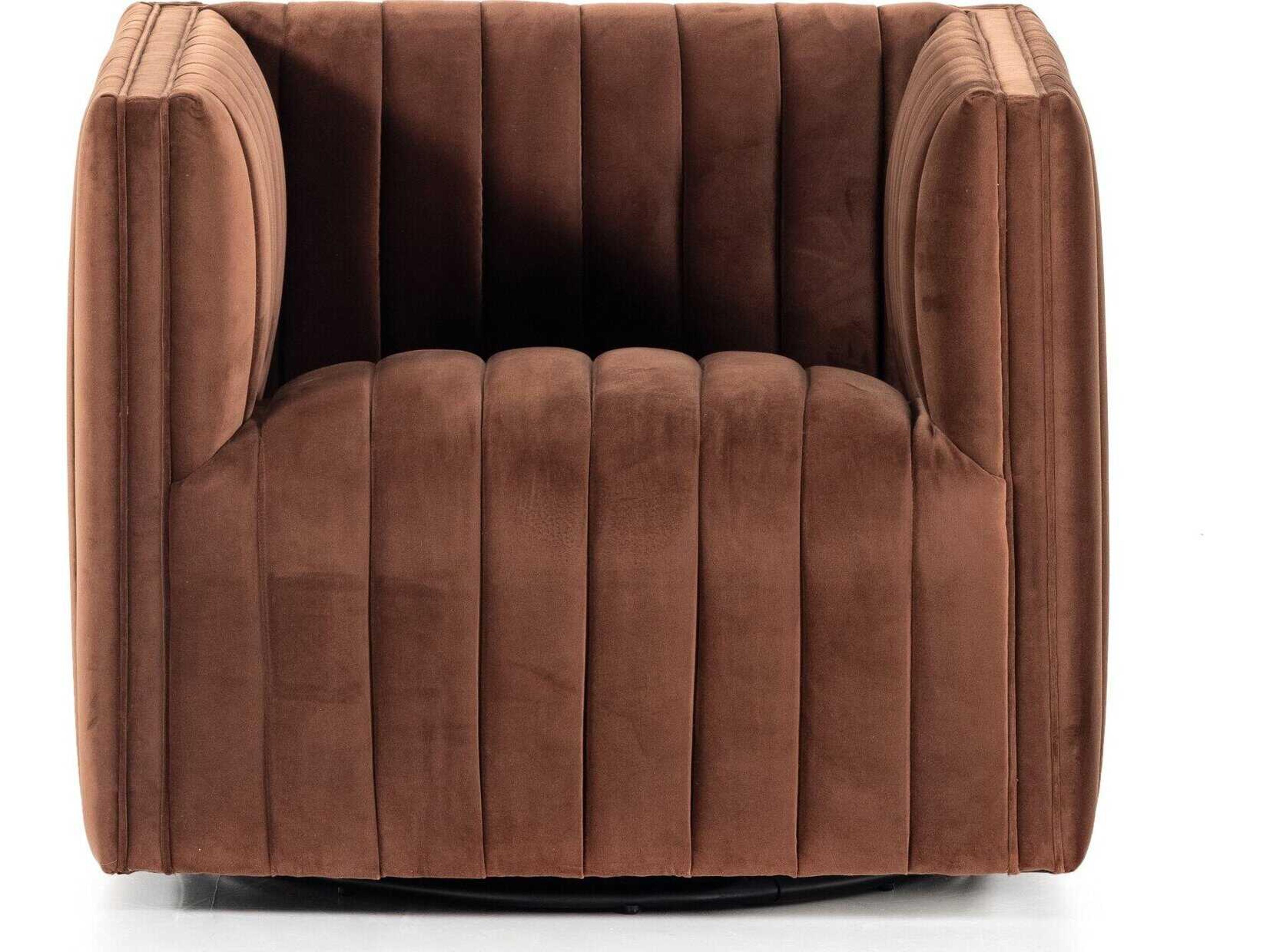 Four Hands Grayson Augustine Swivel Brown Fabric Accent Chair