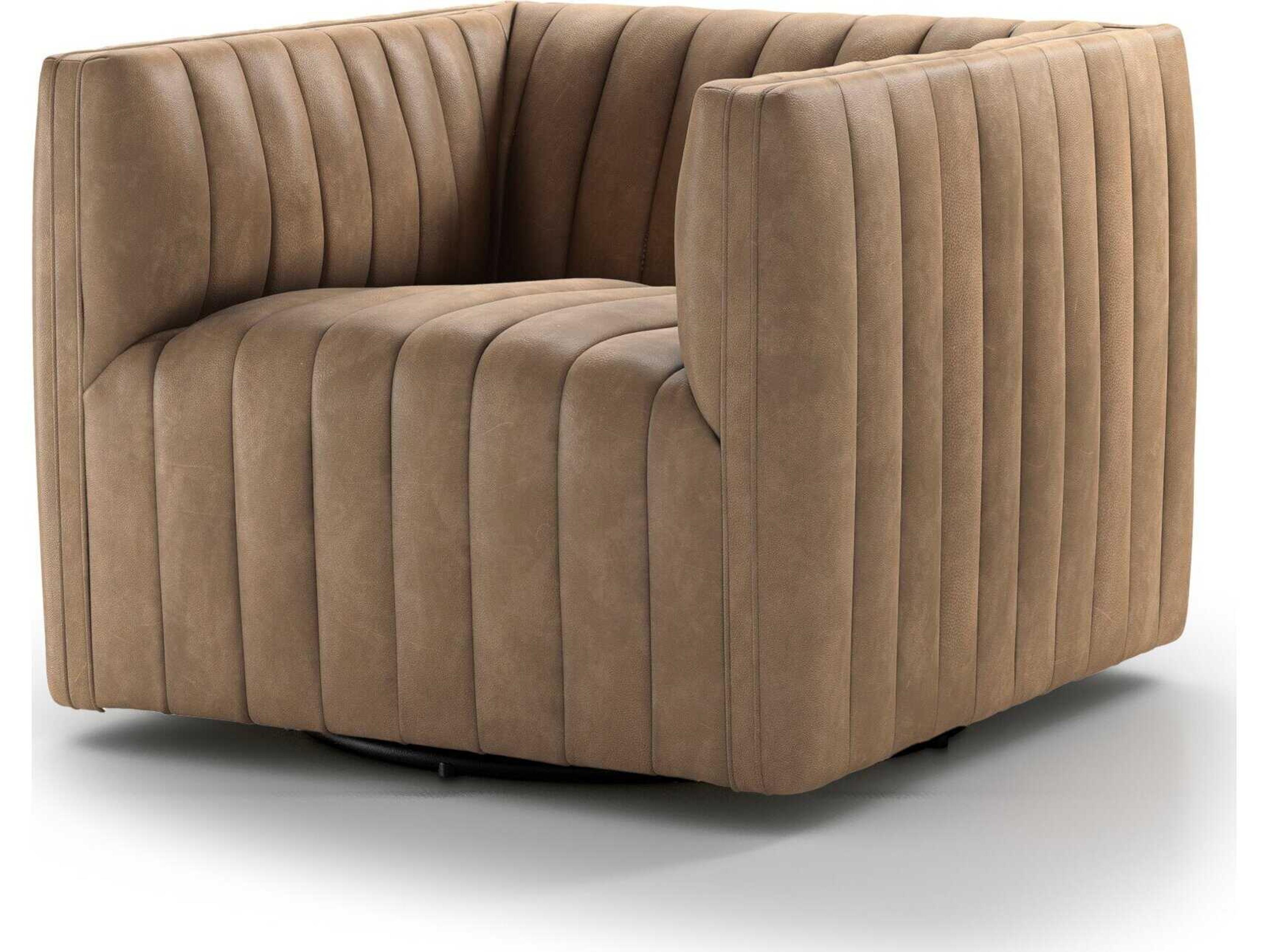 Augustine Swivel Accent Chair Grayson Channel Tufted Leather