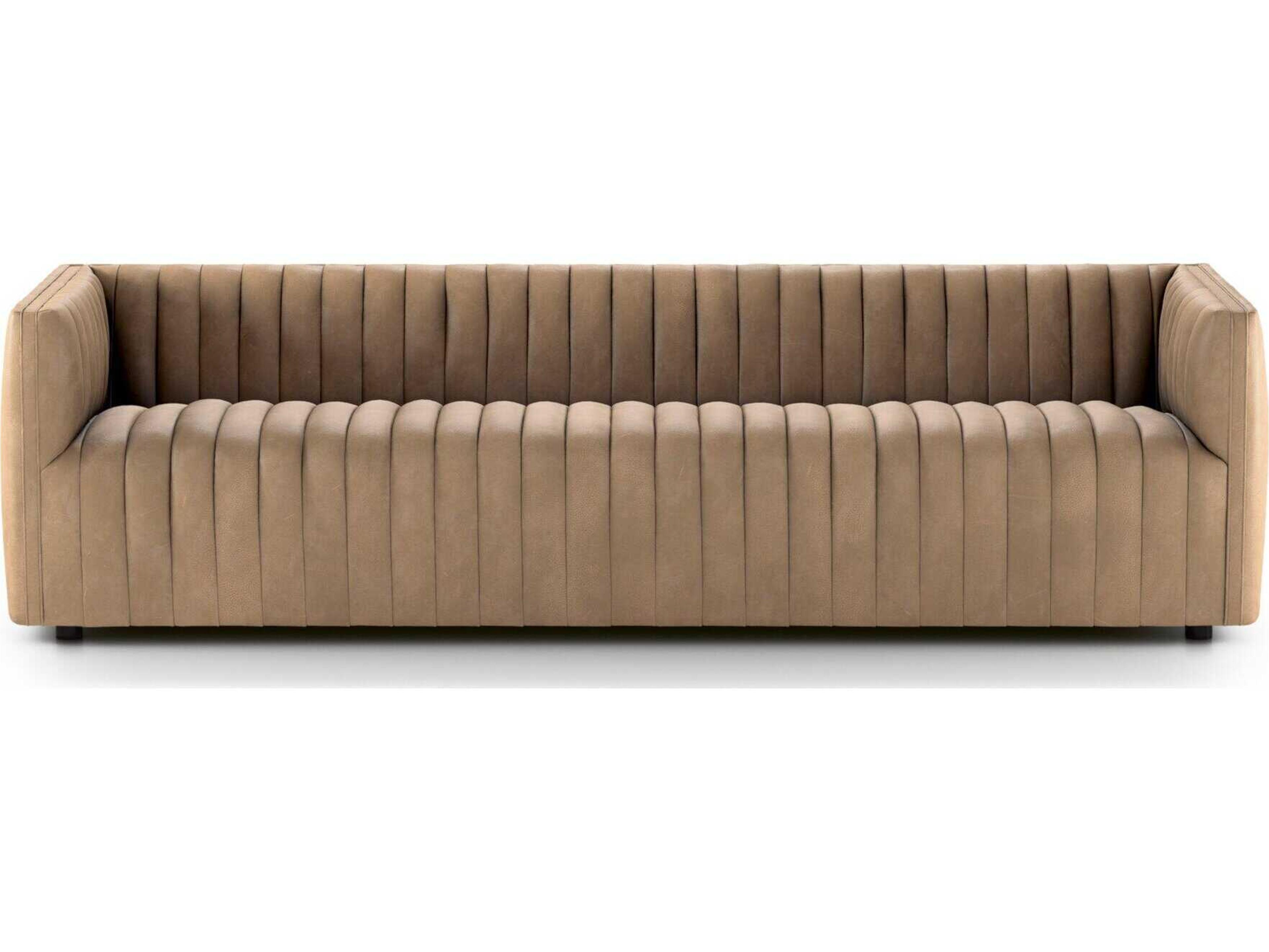 Four Hands Grayson Augustine Palermo Drift Brown Leather Sofa