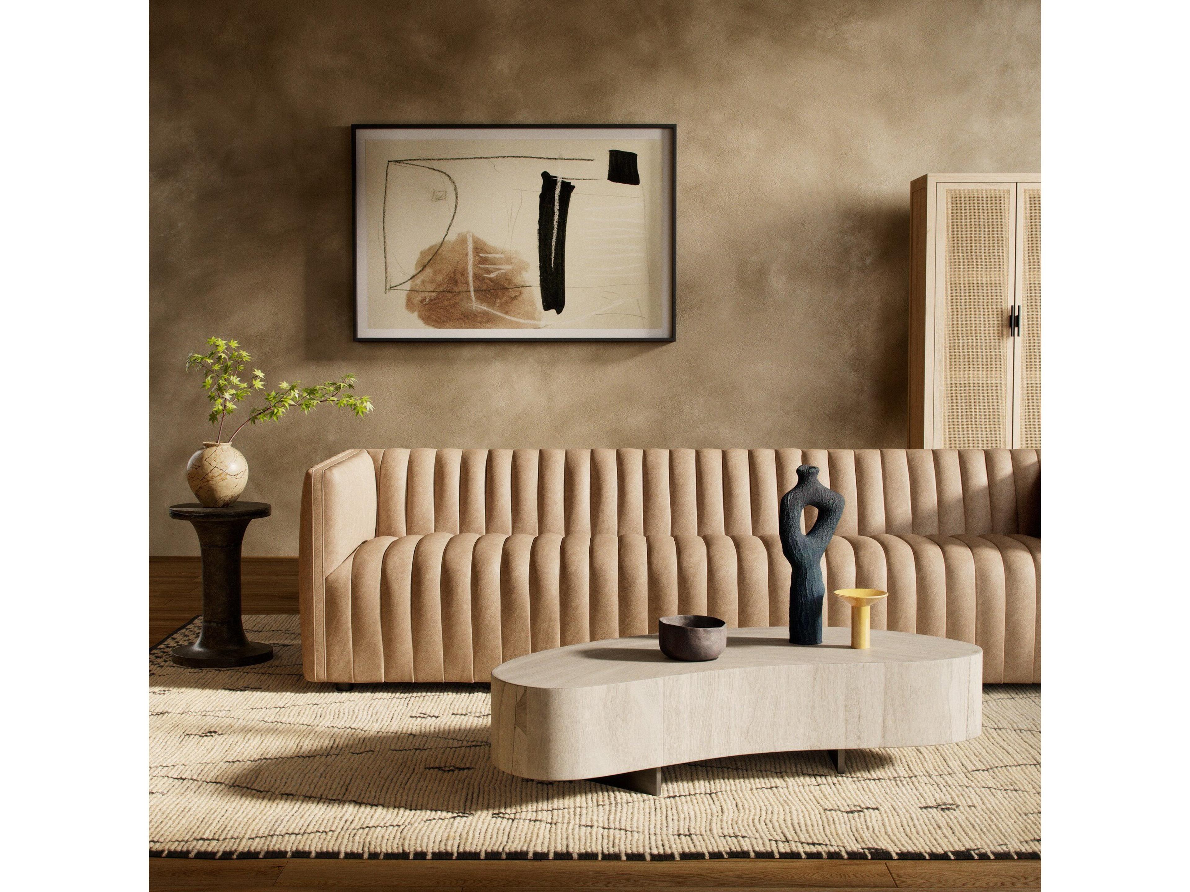 Four Hands Grayson Augustine Palermo Drift Brown Leather Sofa