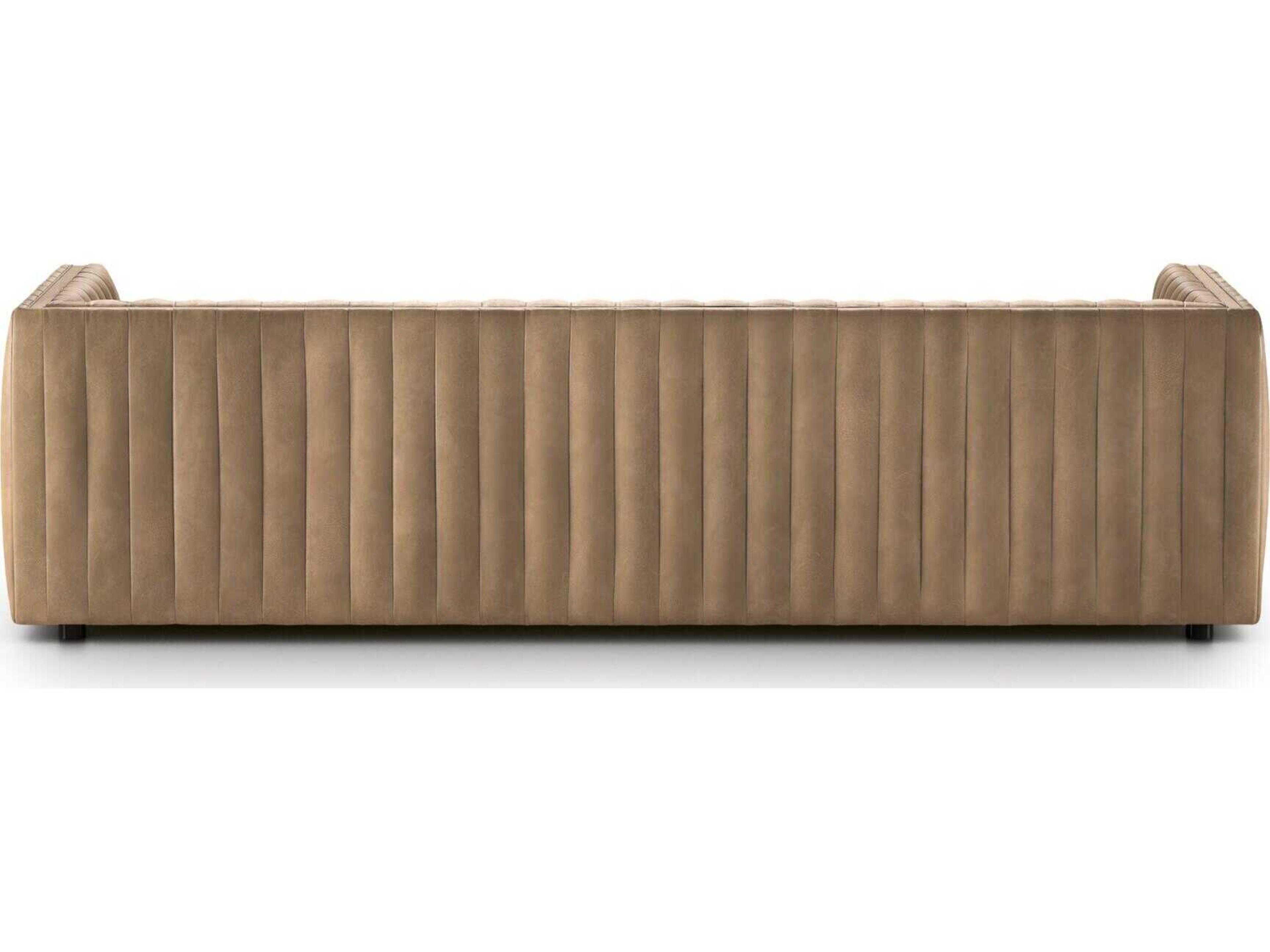 Four Hands Grayson Augustine Palermo Drift Brown Leather Sofa