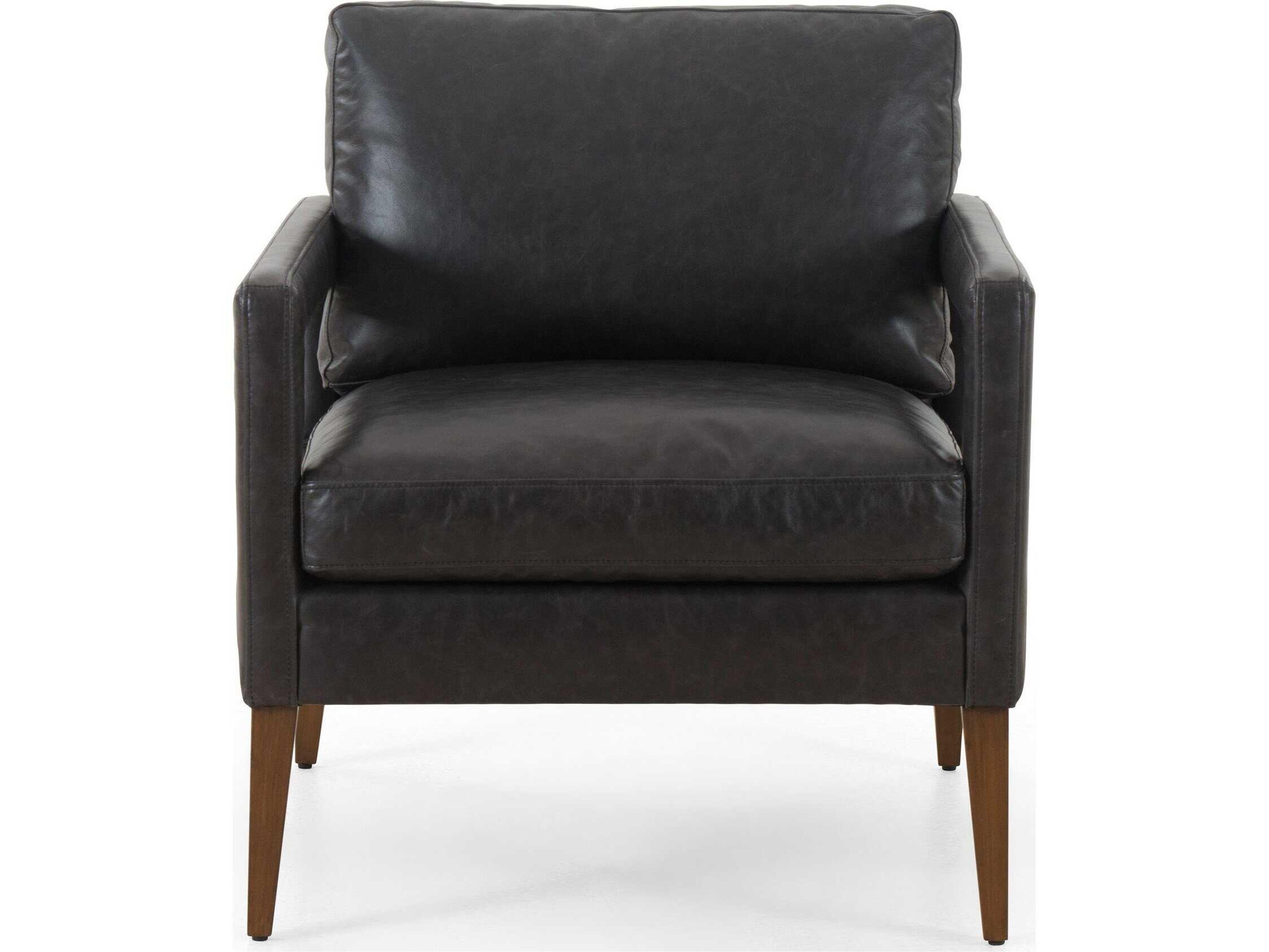 Four Hands Grayson Olson Sonoma Black Leather Accent Chair