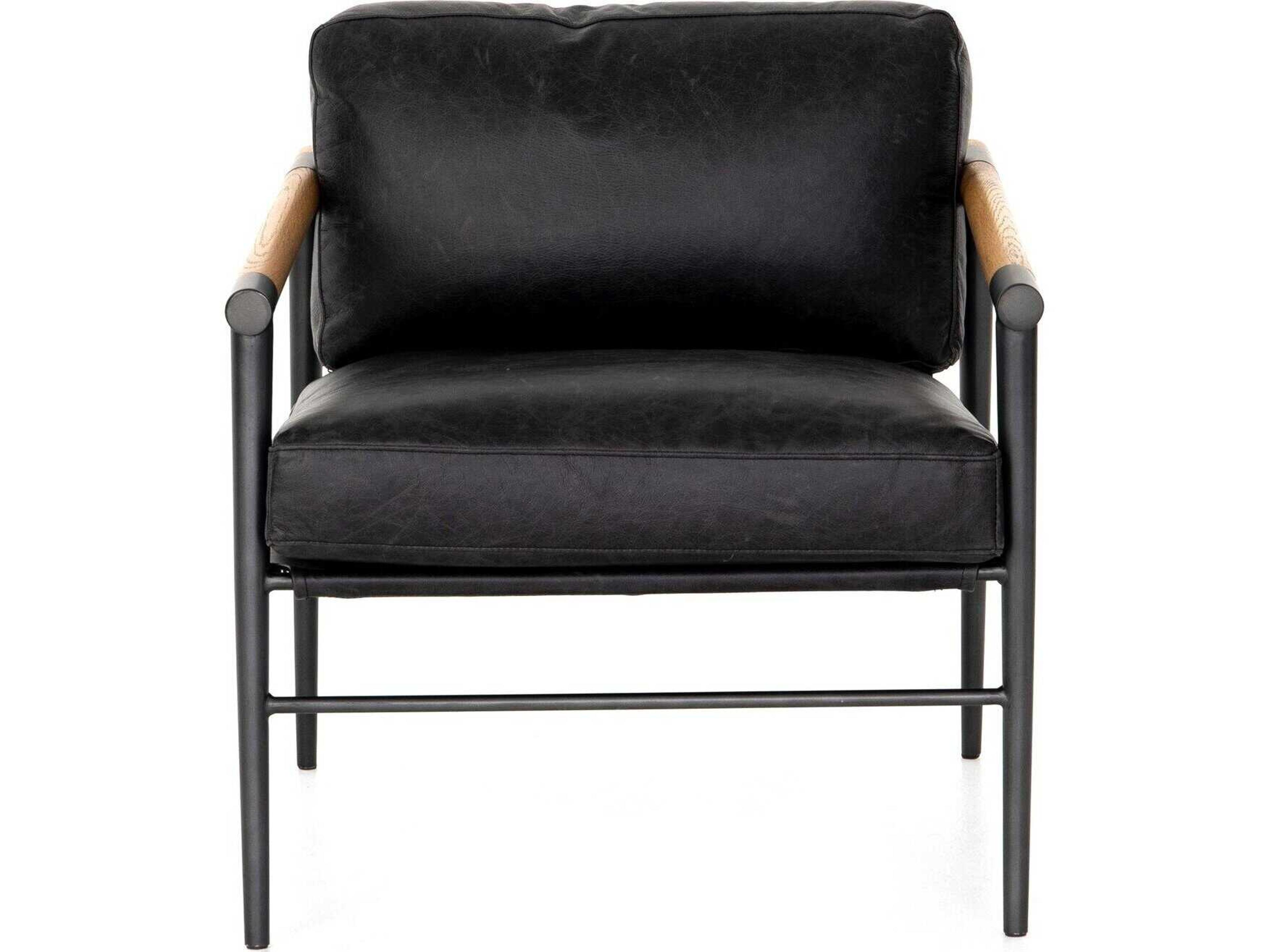 Four Hands Grayson Rowen Black Leather Accent Chair