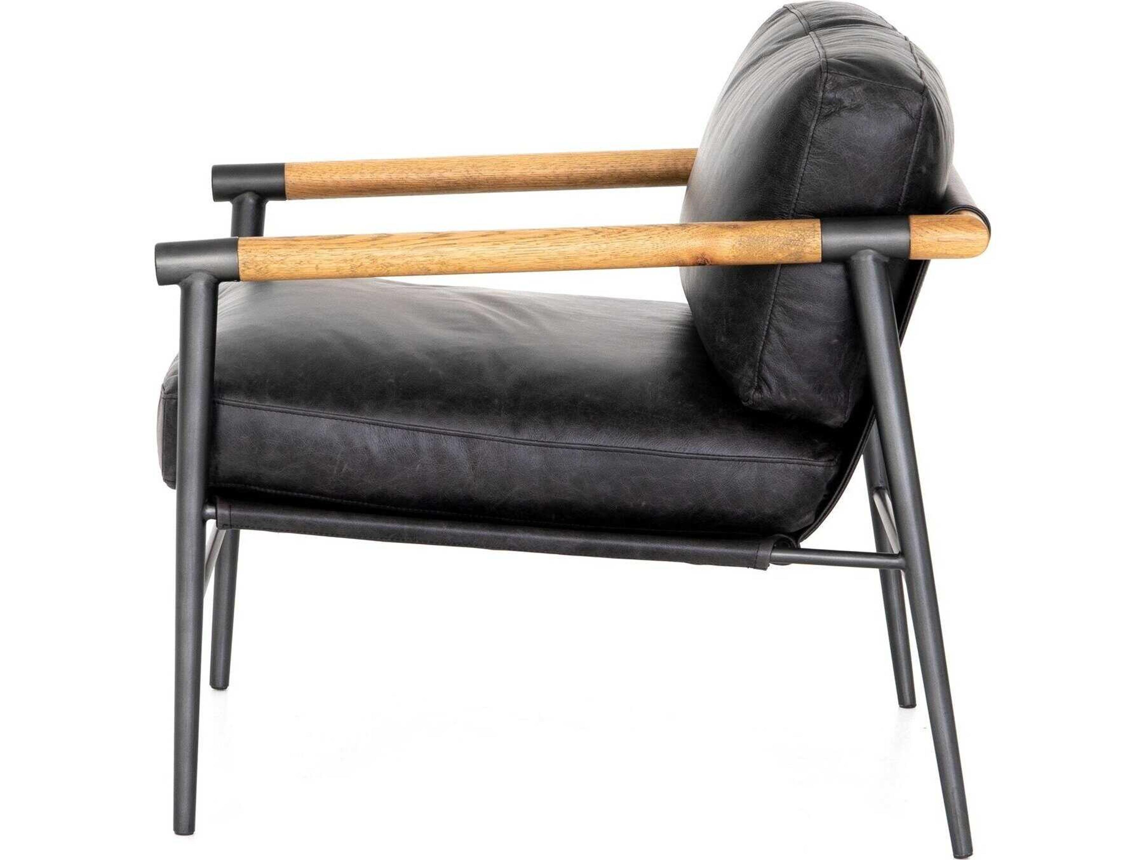 Four Hands Grayson Rowen Black Leather Accent Chair