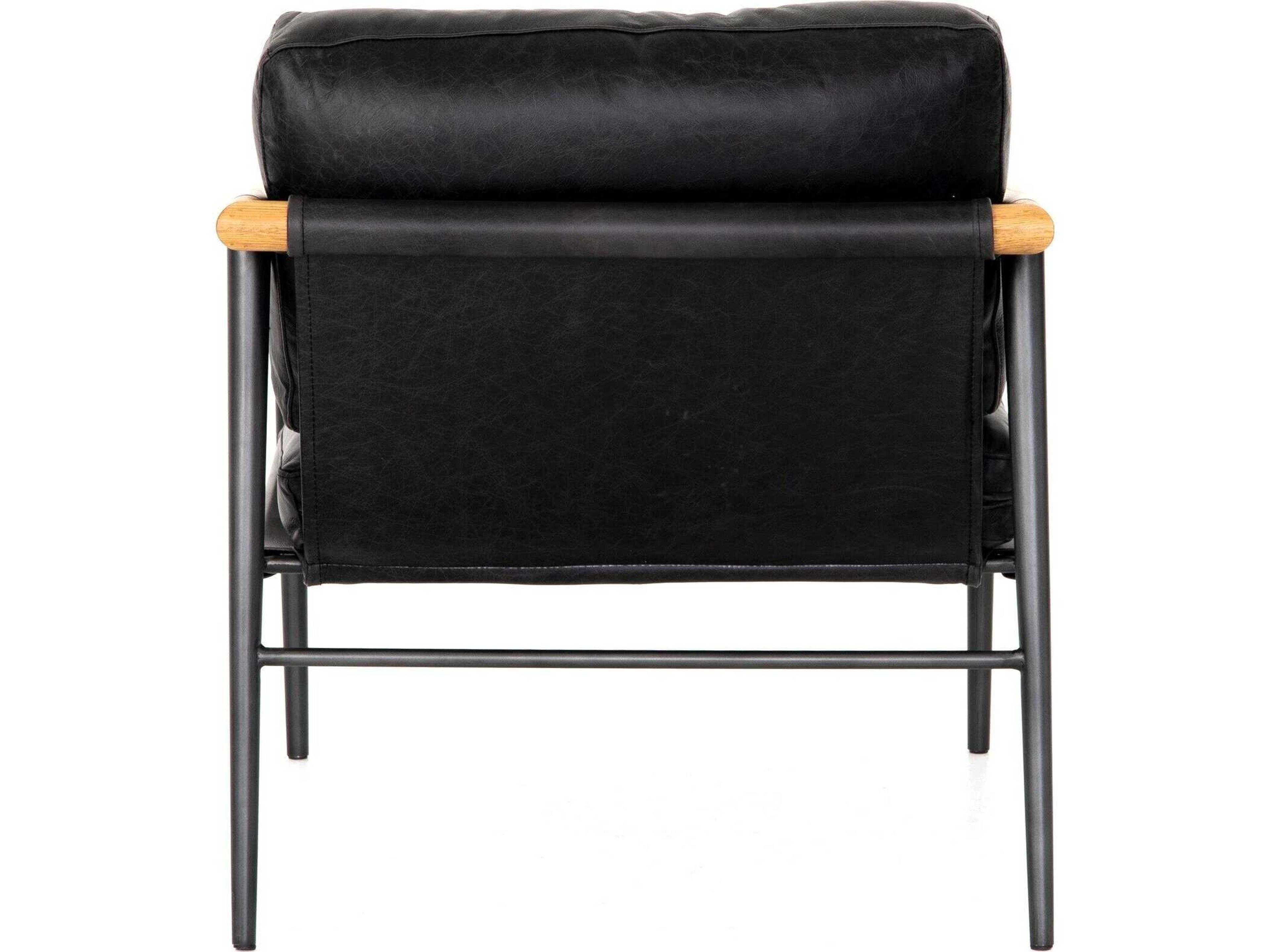 Four Hands Grayson Rowen Black Leather Accent Chair