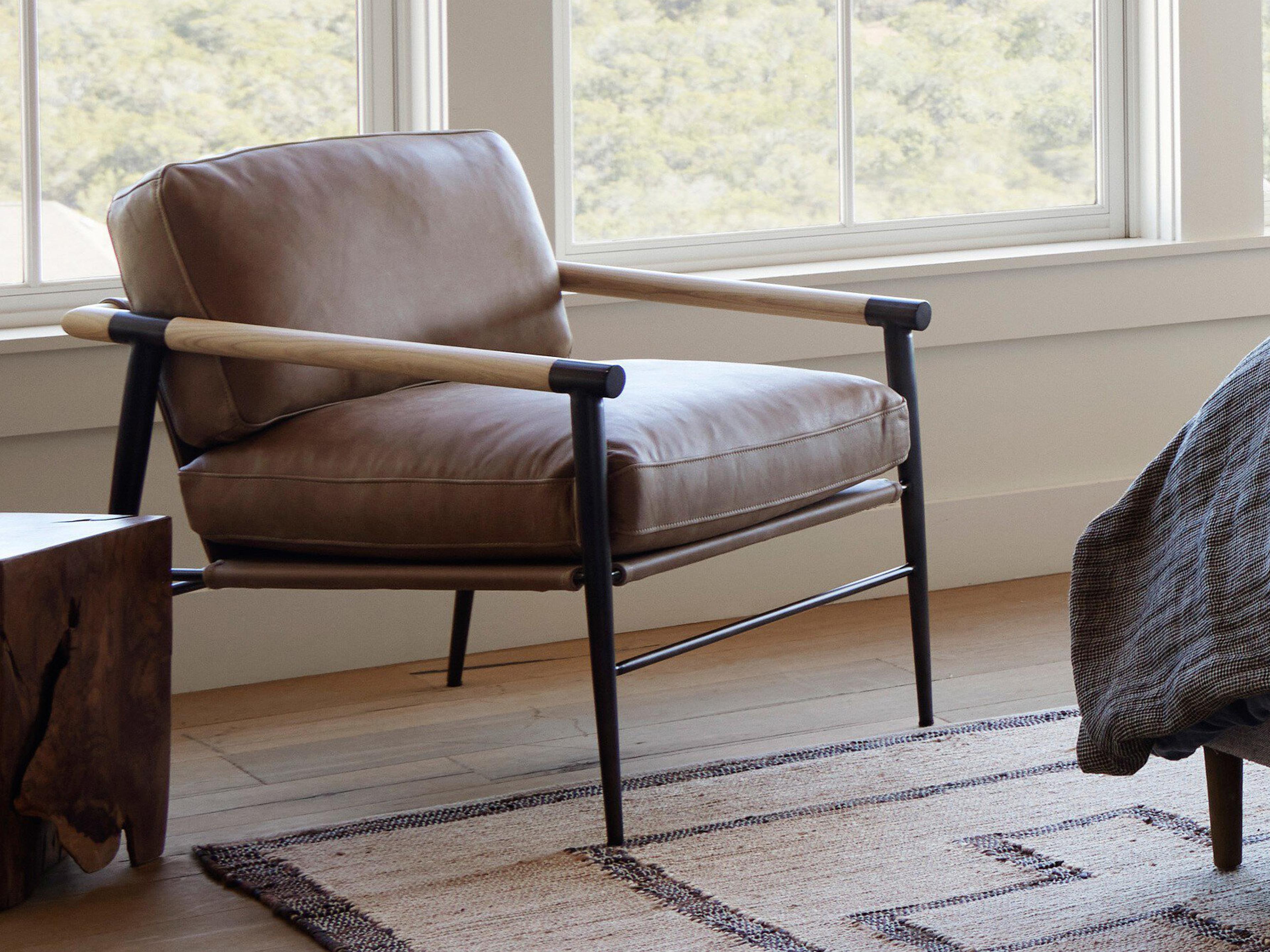 Four Hands Grayson Rowen Brown Leather Accent Chair