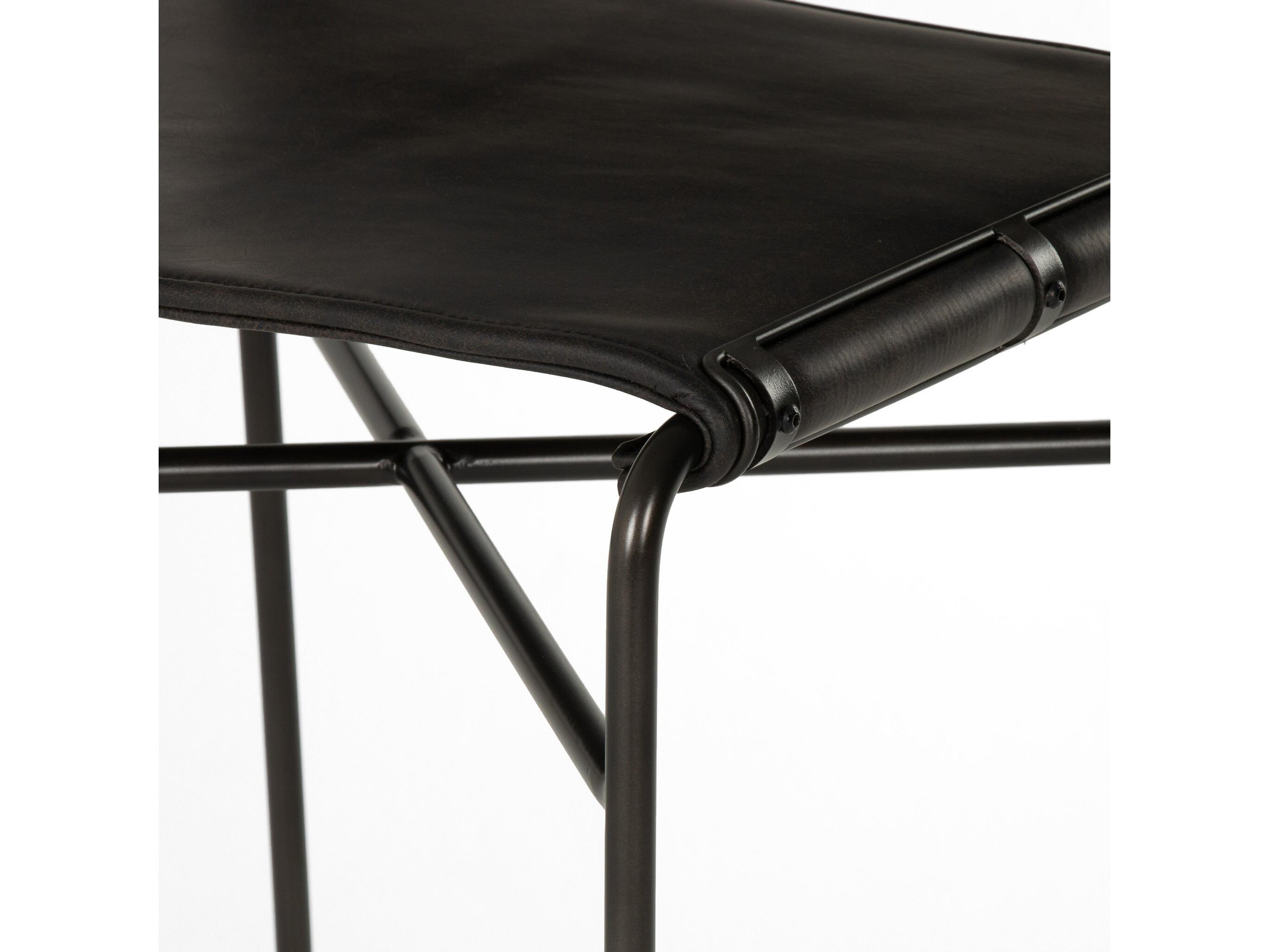 Four Hands Irondale Wharton Distressed Black Waxed Bar Stool