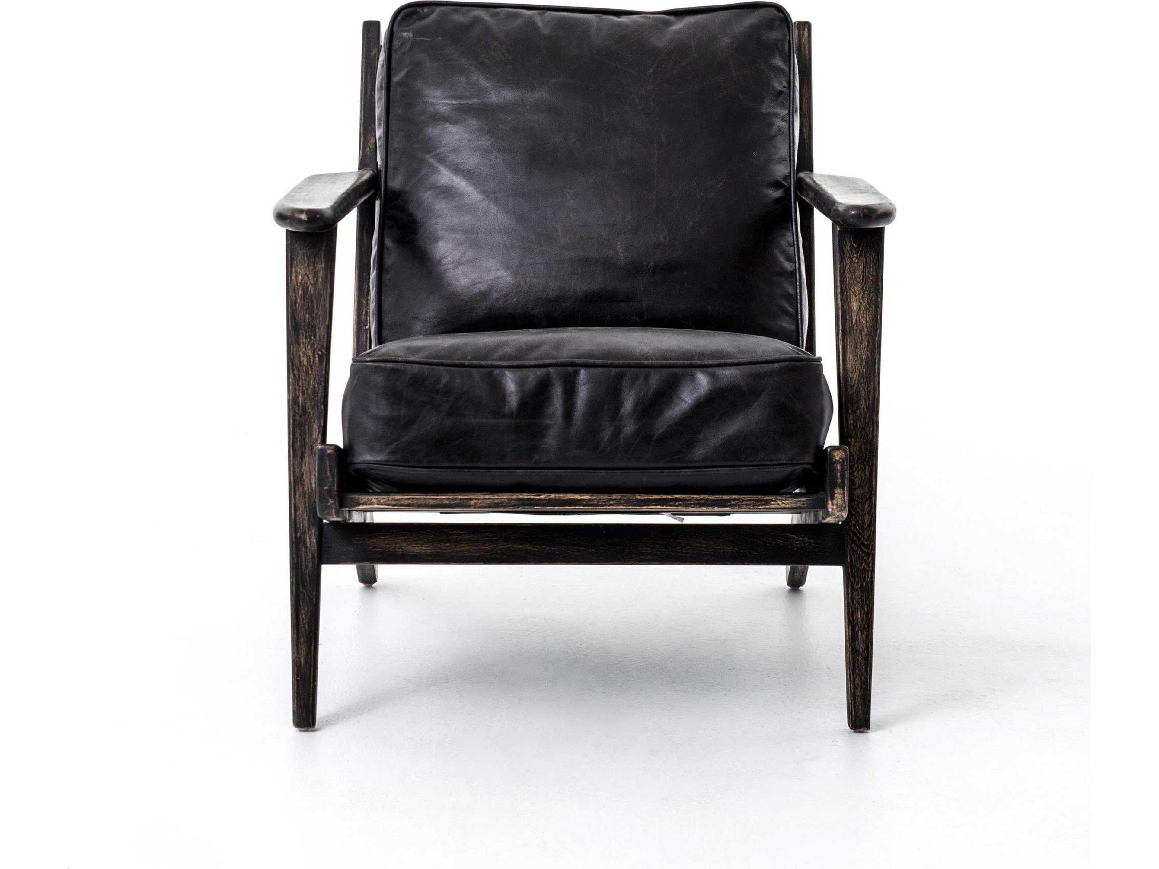 Four Hands Irondale Brooks Black Leather Accent Chair