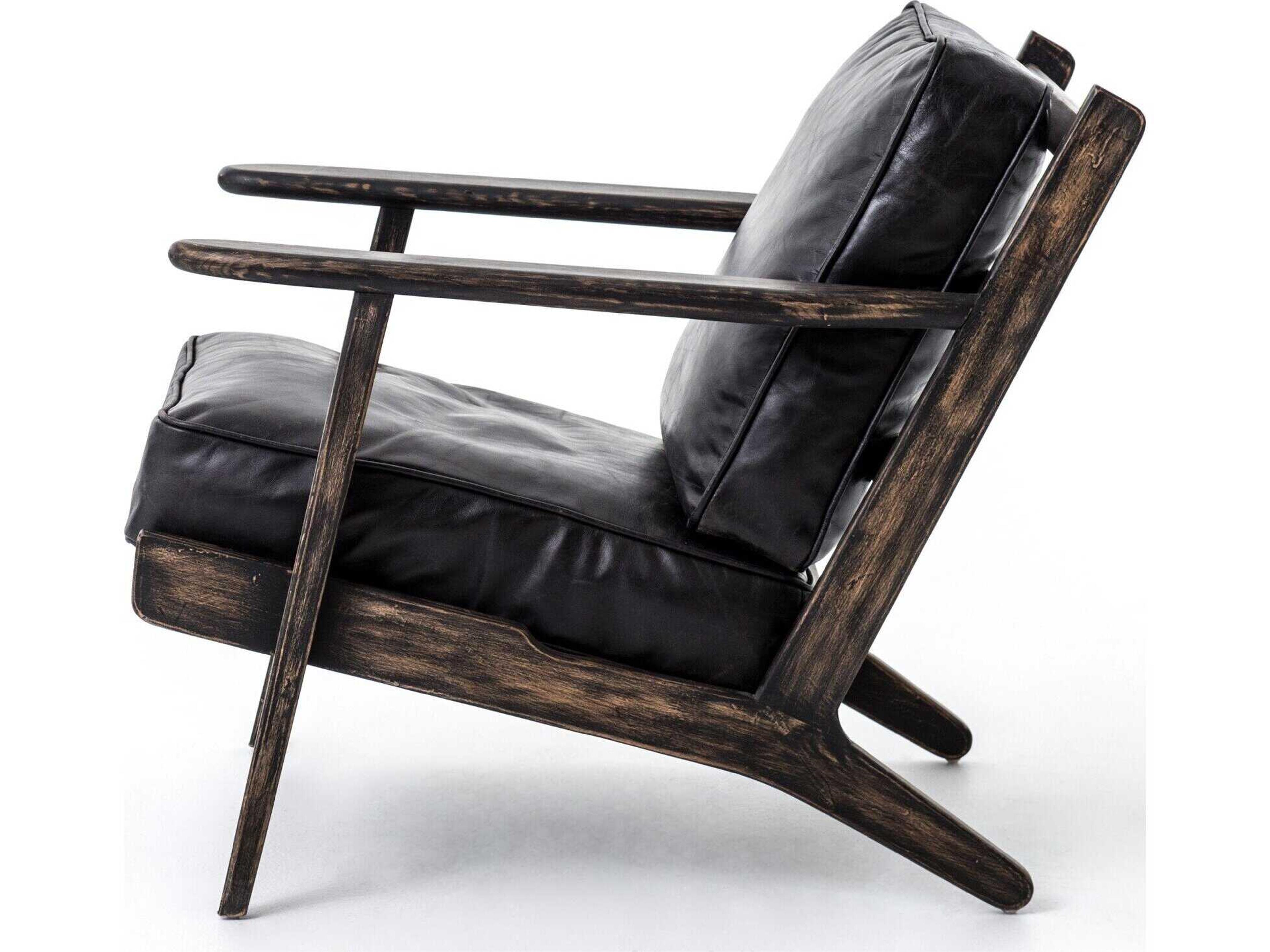 Four Hands Irondale Brooks Black Leather Accent Chair