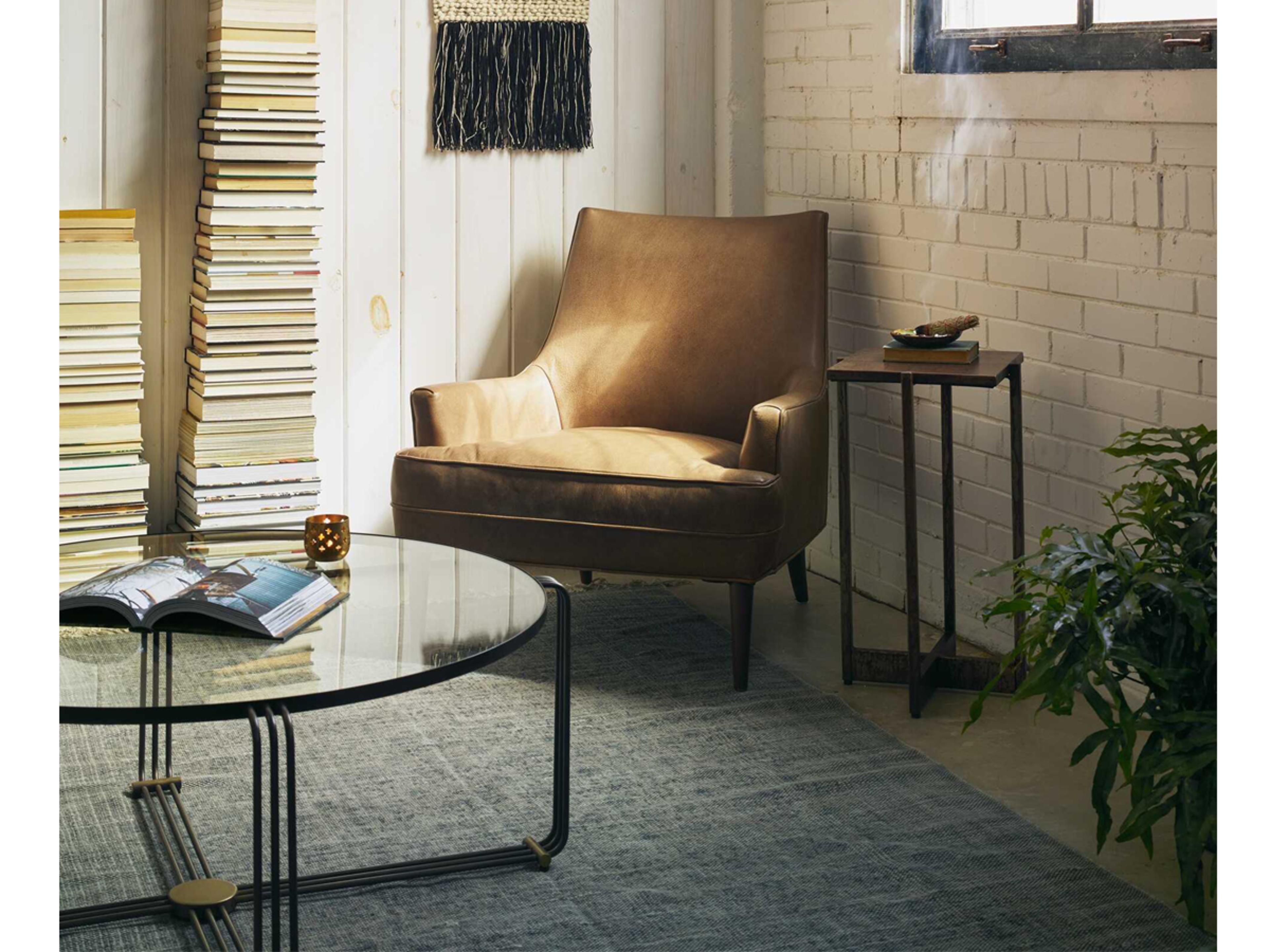 Four Hands Belfast Danya Brown Leather Accent Chair