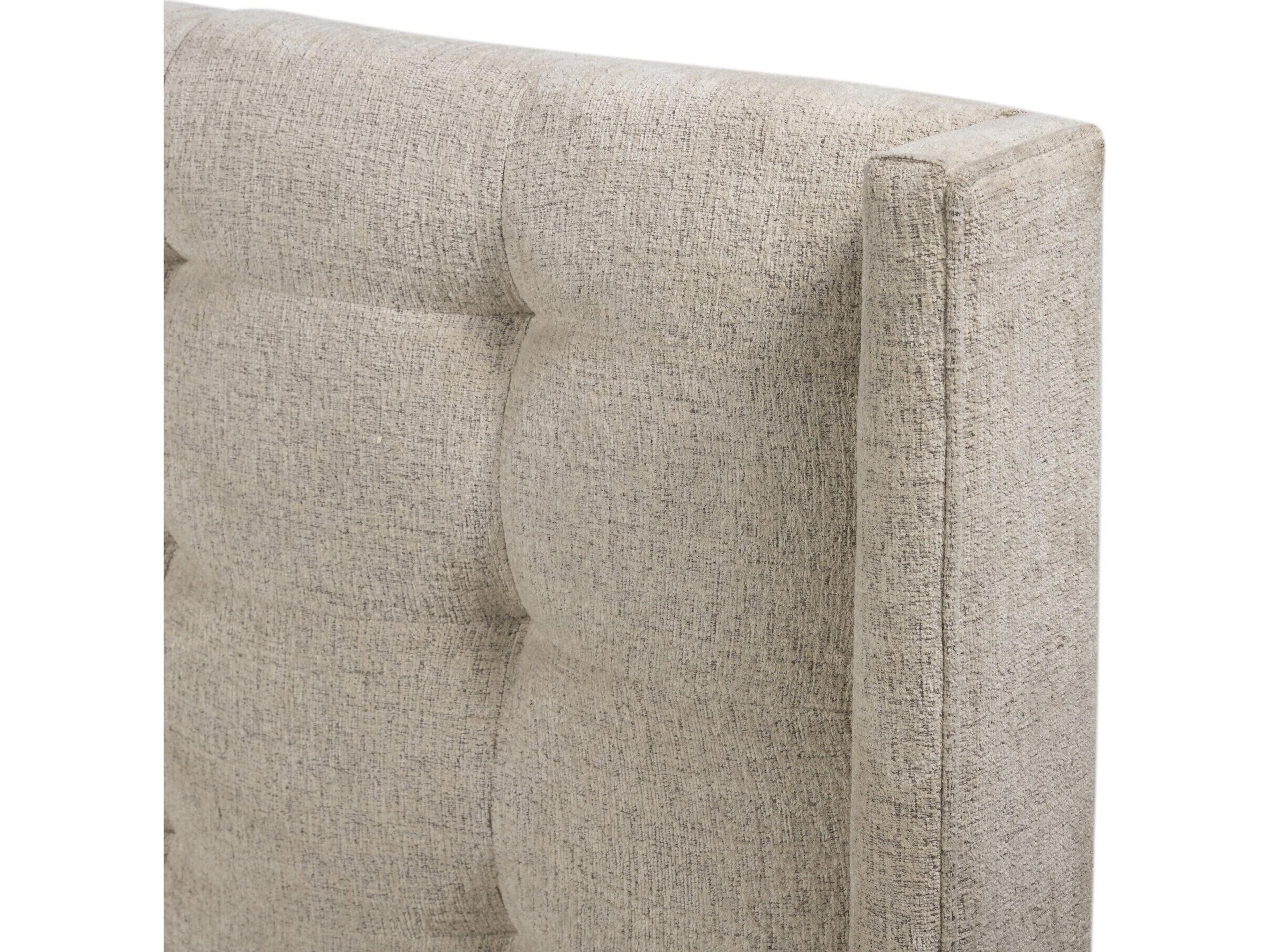 Four Hands Easton Newhall Plushtone Linen Light Gunmetal White Upholstered Queen Platform Bed