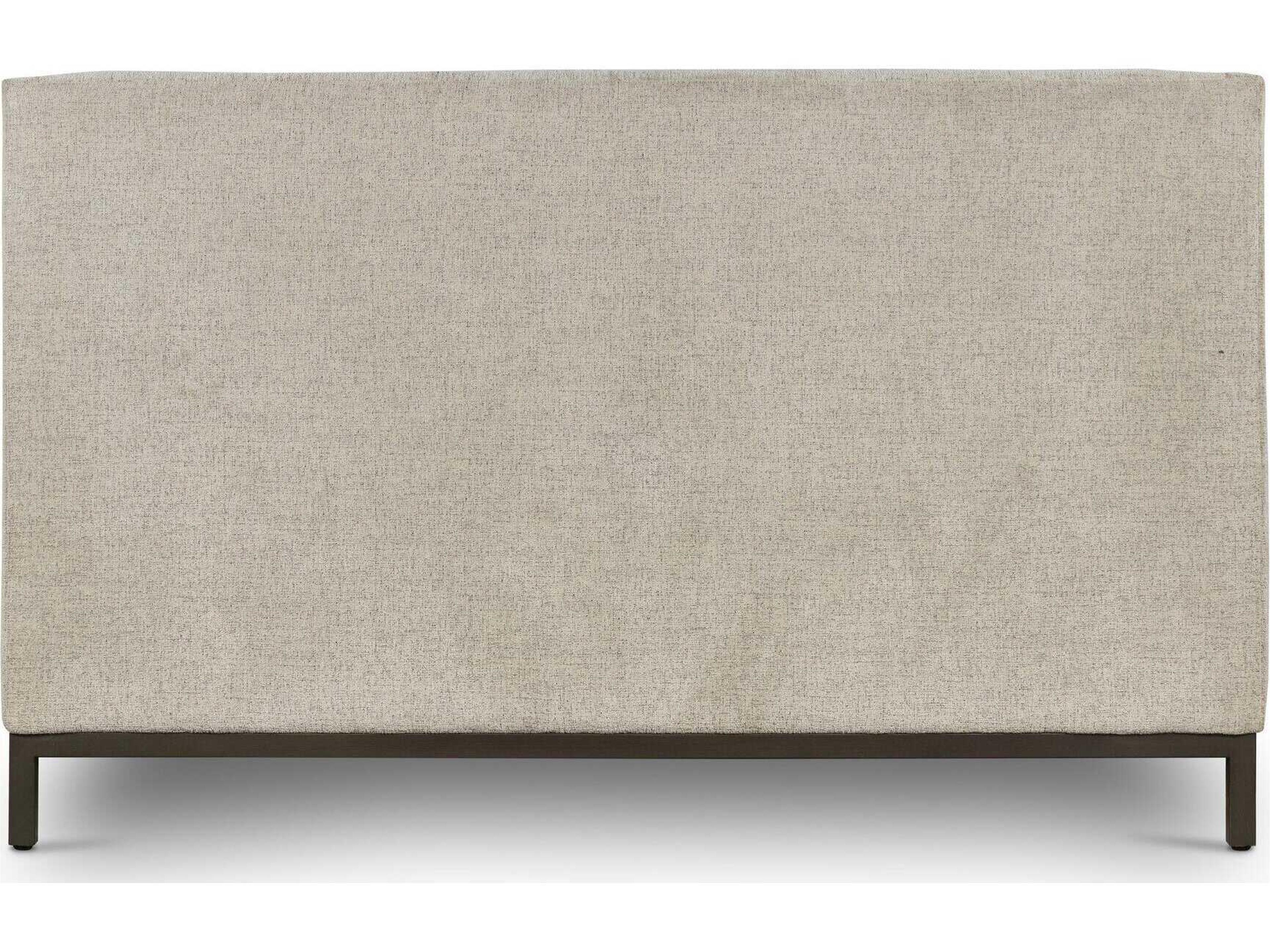 Four Hands Easton Newhall Plushtone Linen Light Gunmetal White Upholstered Queen Platform Bed