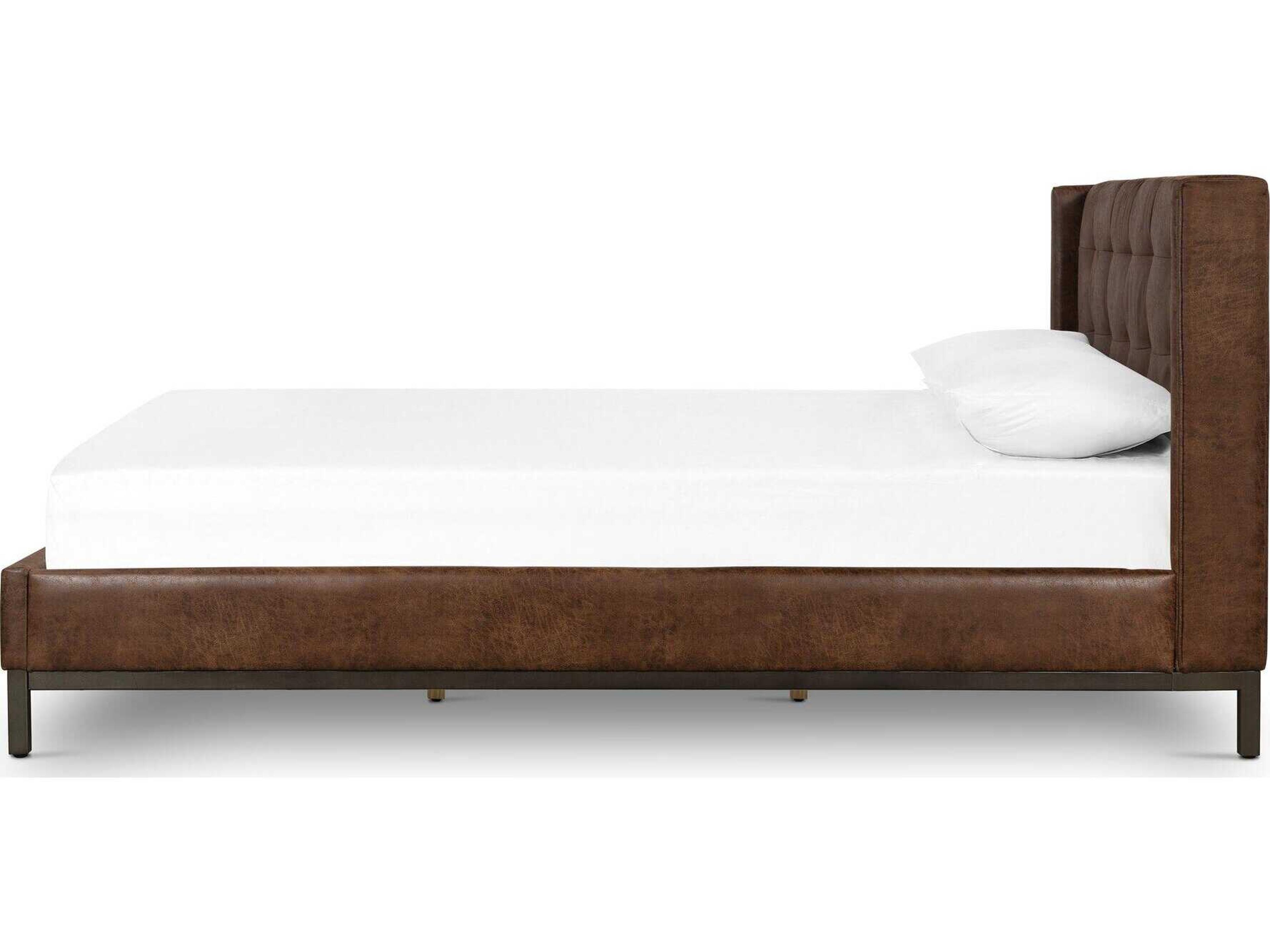 Four Hands Easton Newhall Vintage Tobacco Light Gunmetal Brown King Platform Bed