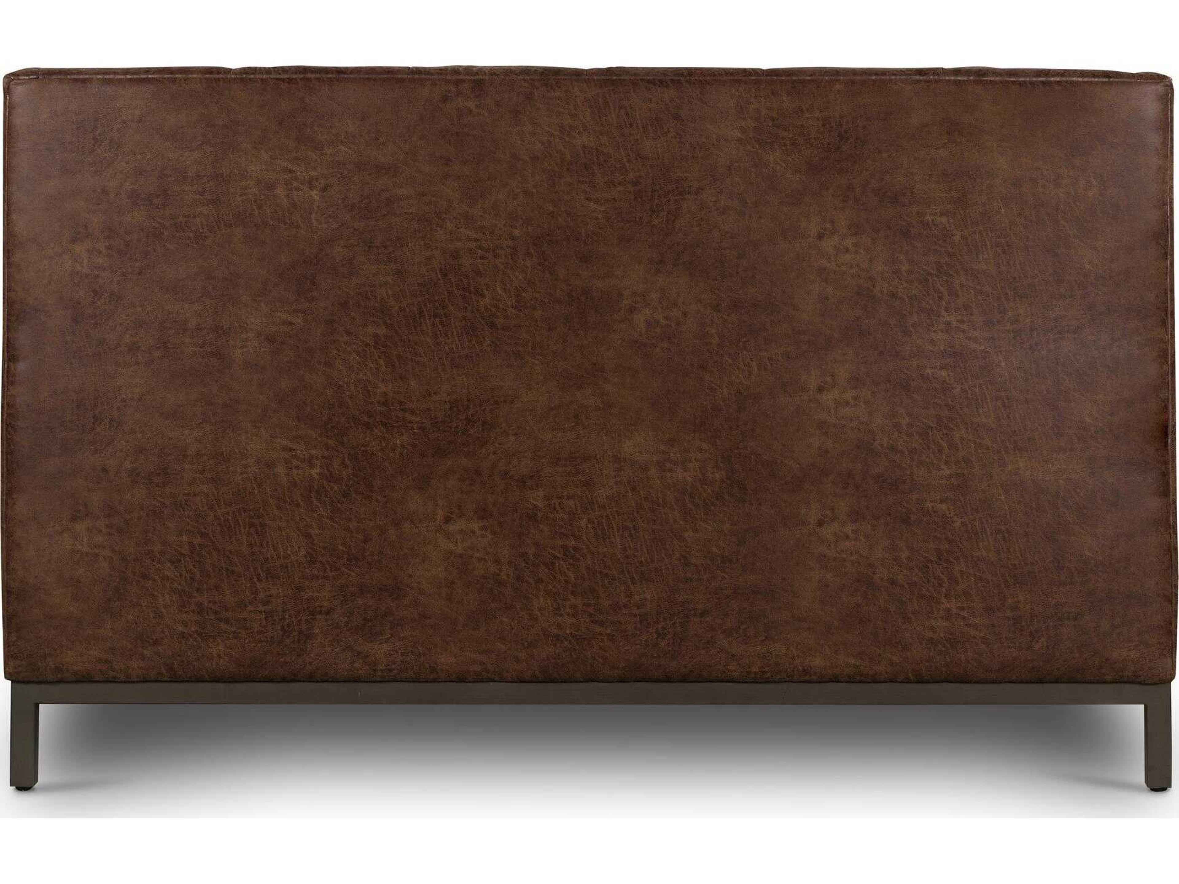 Four Hands Easton Newhall Vintage Tobacco Light Gunmetal Brown Queen Platform Bed