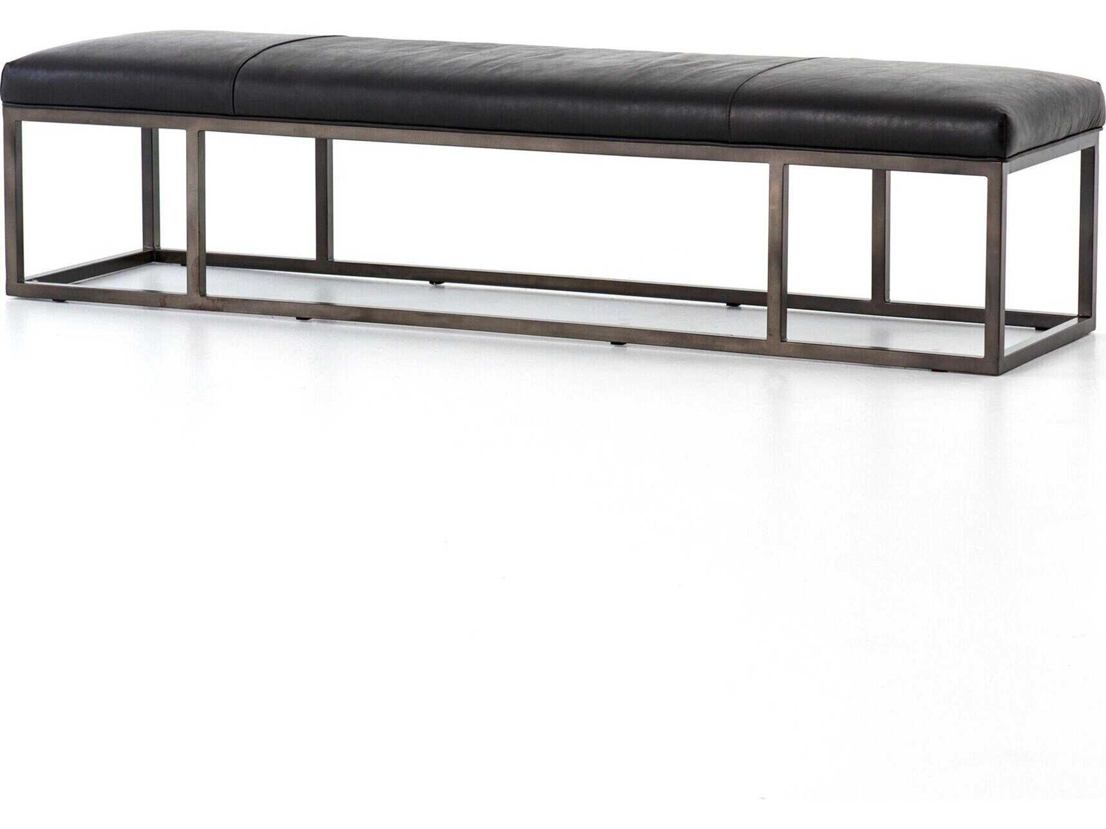Beaumont Easton Leather Bench Modern Industrial