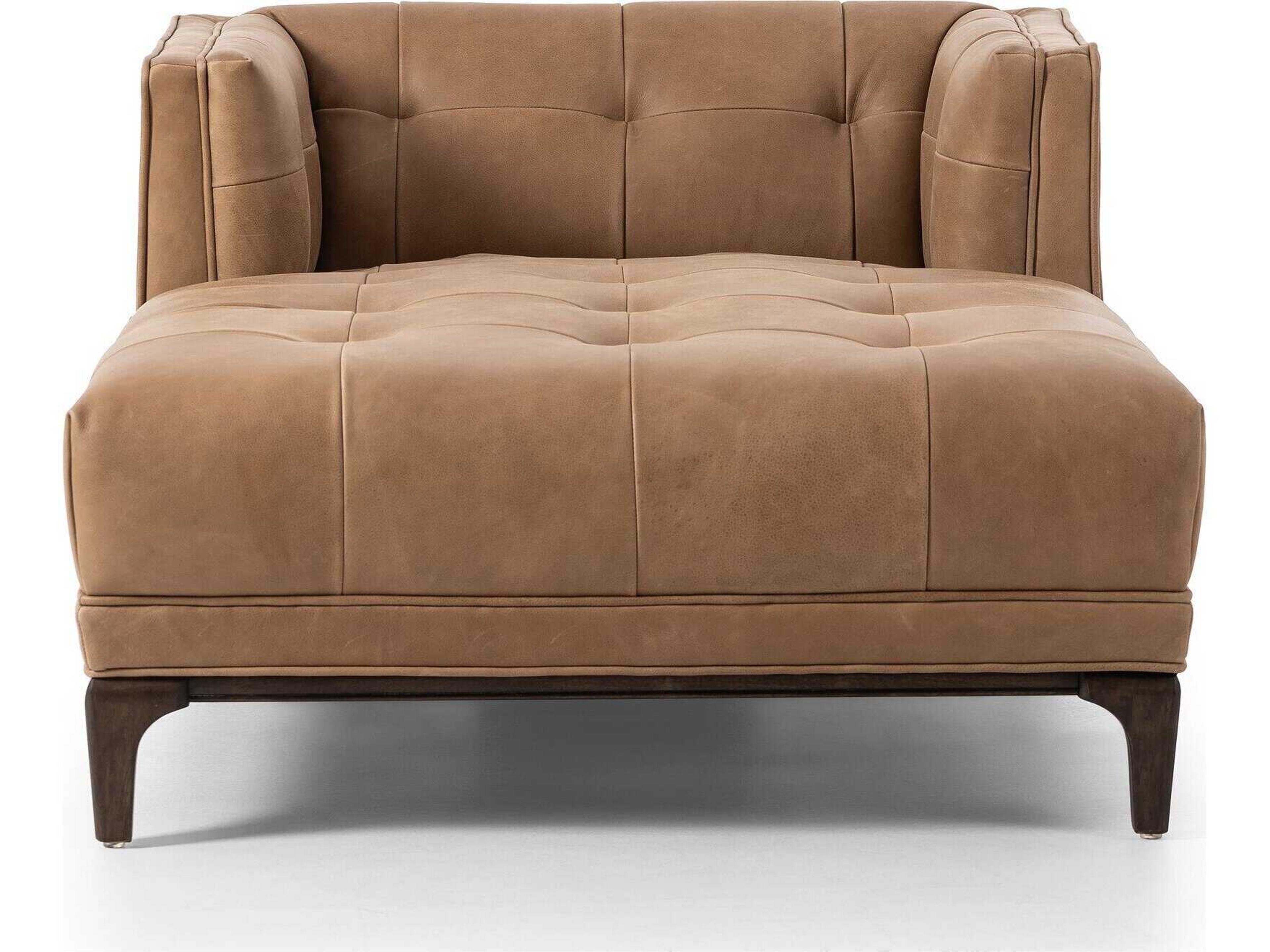 Four Hands Kensington Dylan Brown Leather Chaise