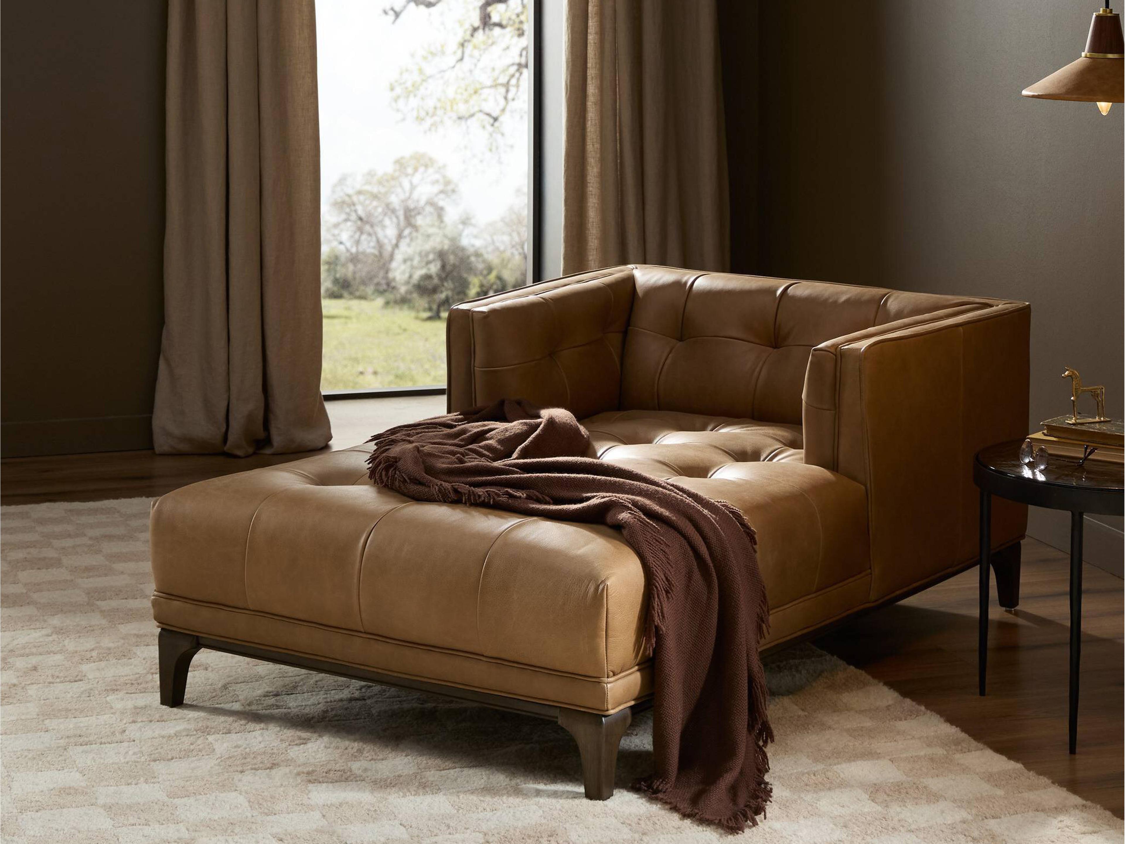 Four Hands Kensington Dylan Brown Leather Chaise