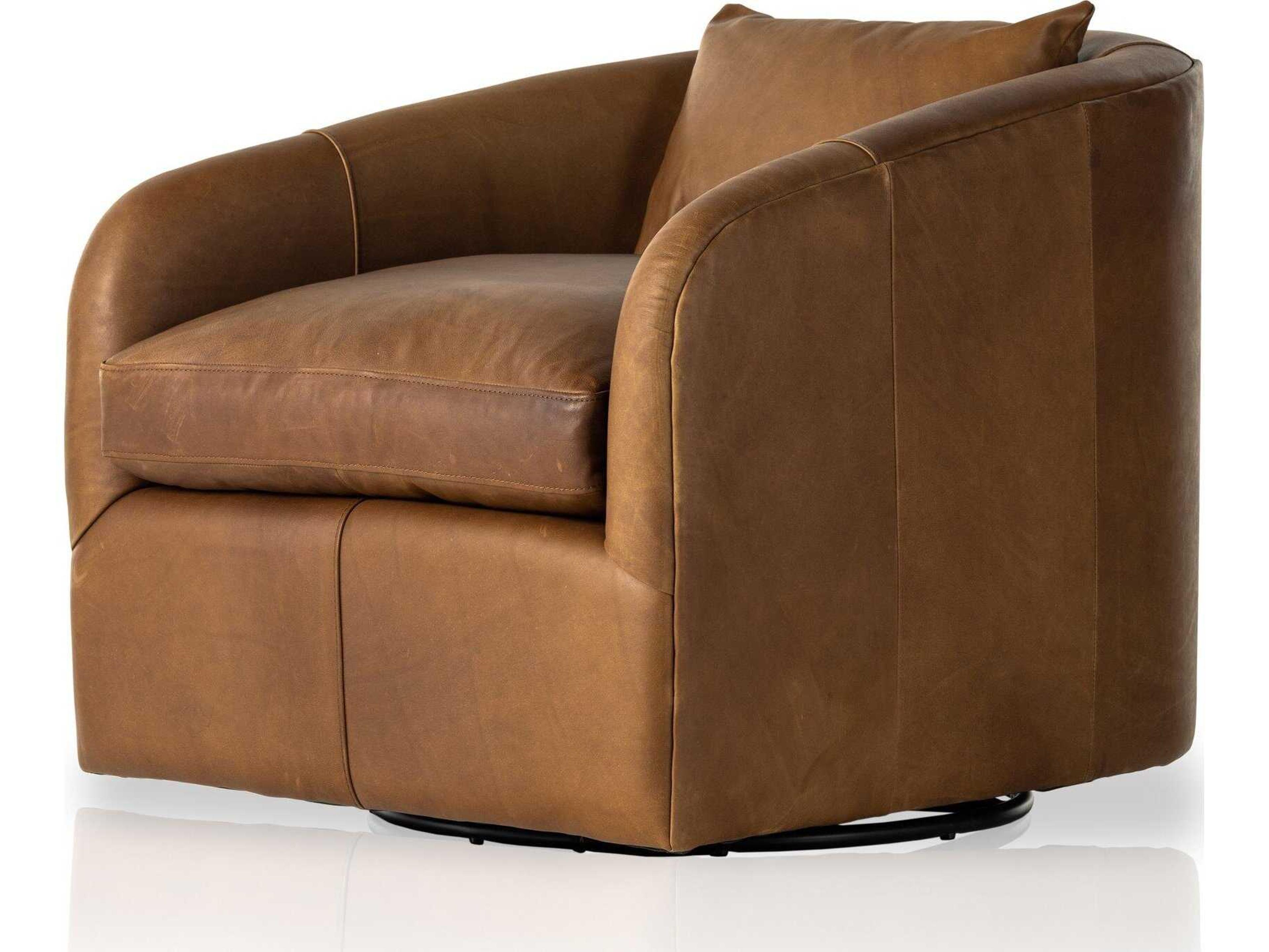 Kensington Topanga Swivel Brown Leather Accent Chair