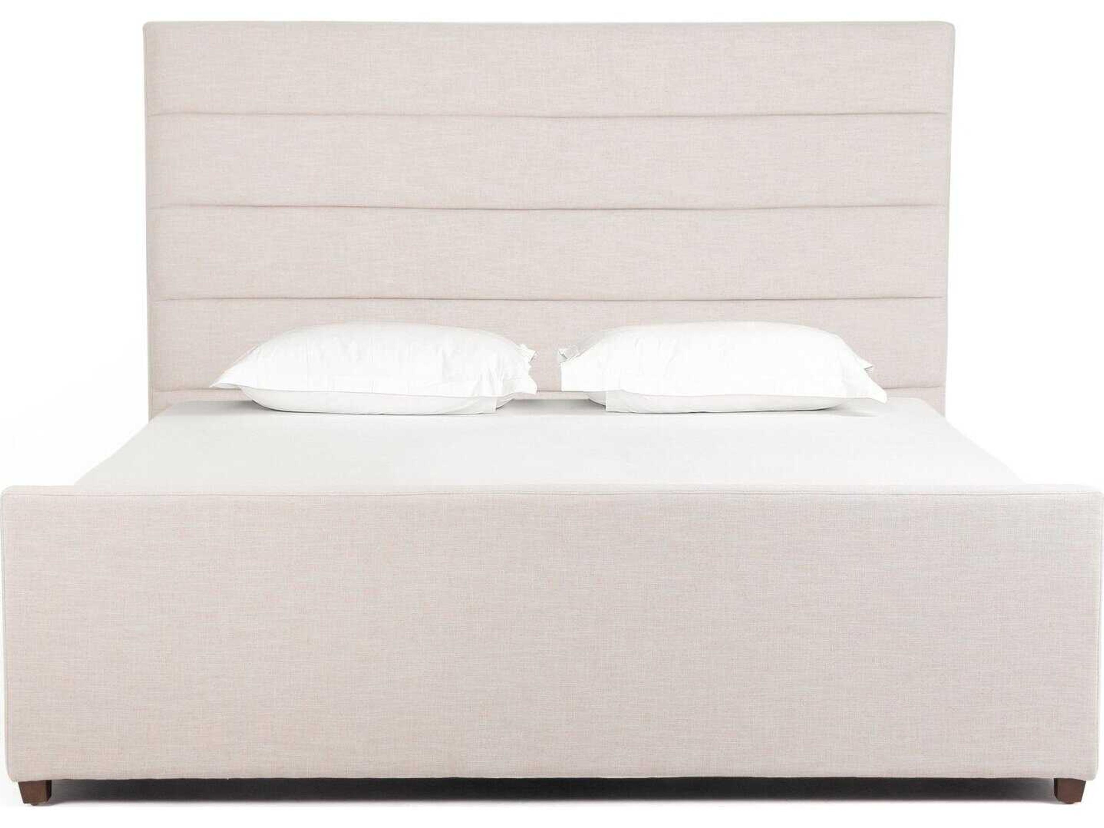 Four Hands Easton Daphne Cambric Ivory Almond White Parrawood Upholstered King Platform Bed