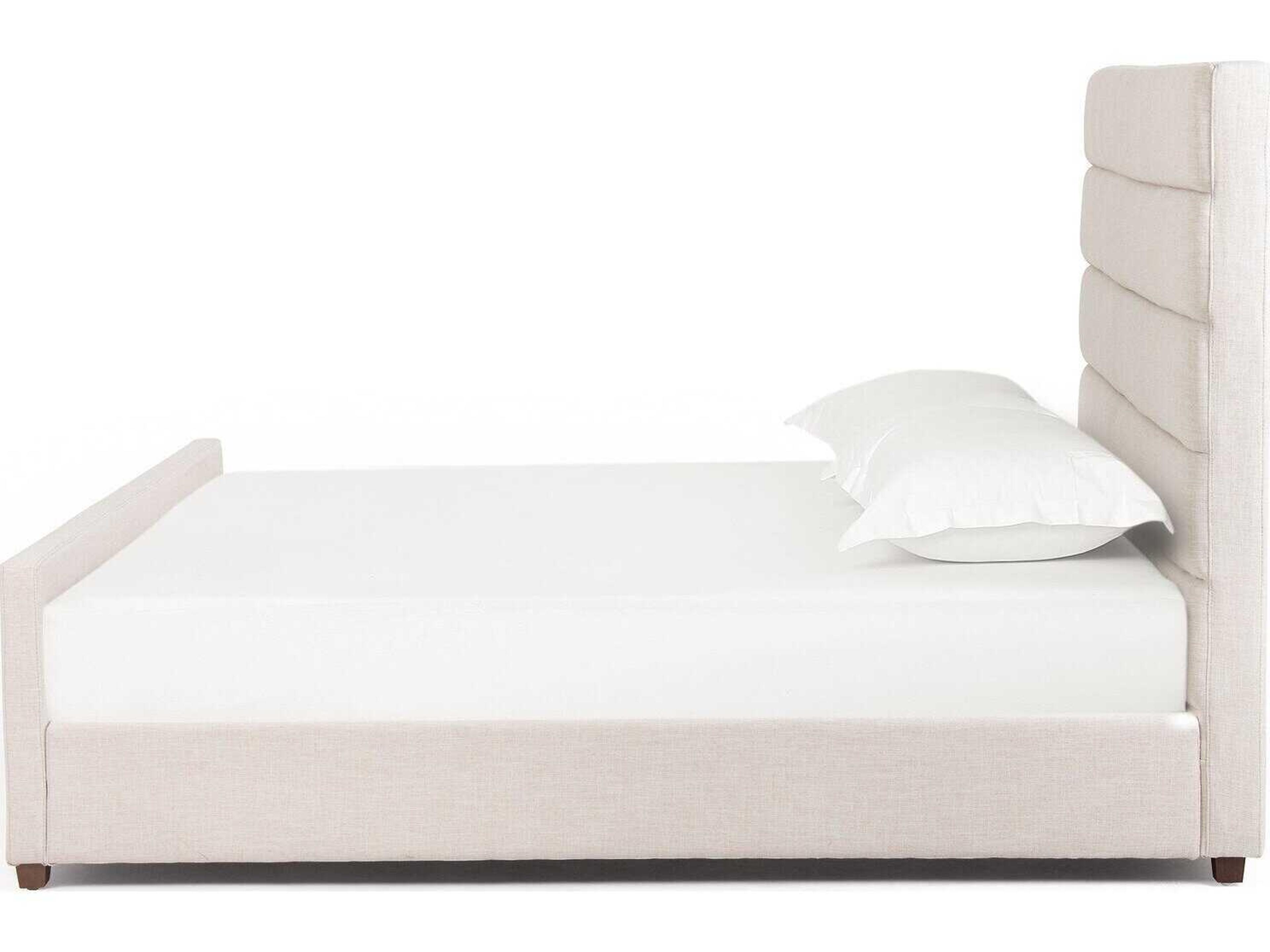 Four Hands Easton Daphne Cambric Ivory Almond White Parrawood Upholstered King Platform Bed